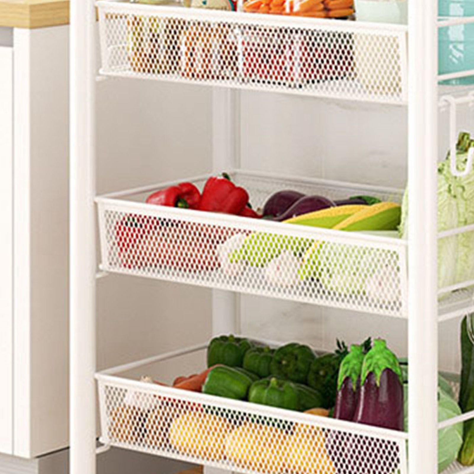 Rolling Storage Cart Layered Storage Shelves Multi Functional Movable Snack view 10