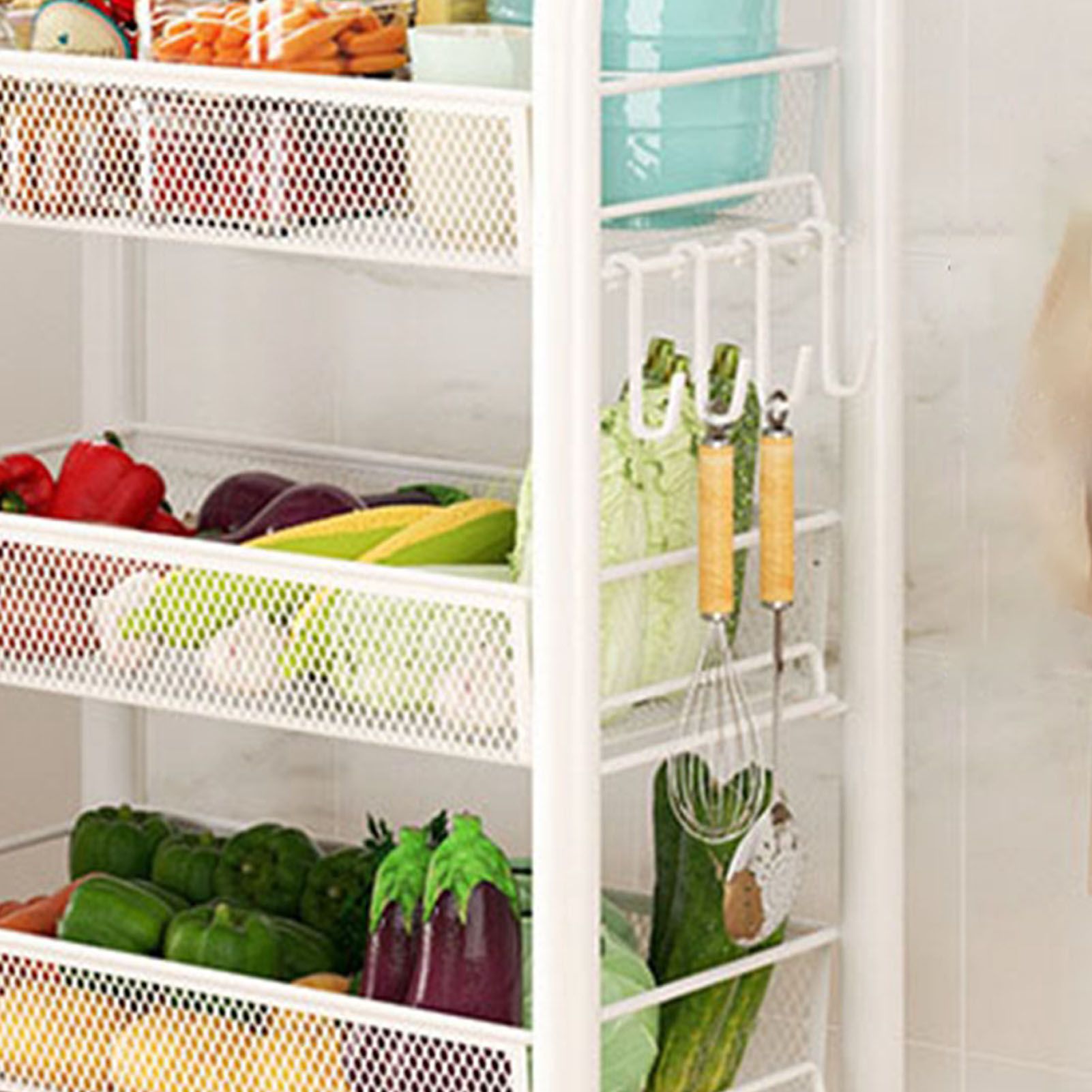 Rolling Storage Cart Layered Storage Shelves Multi Functional Movable Snack view 11