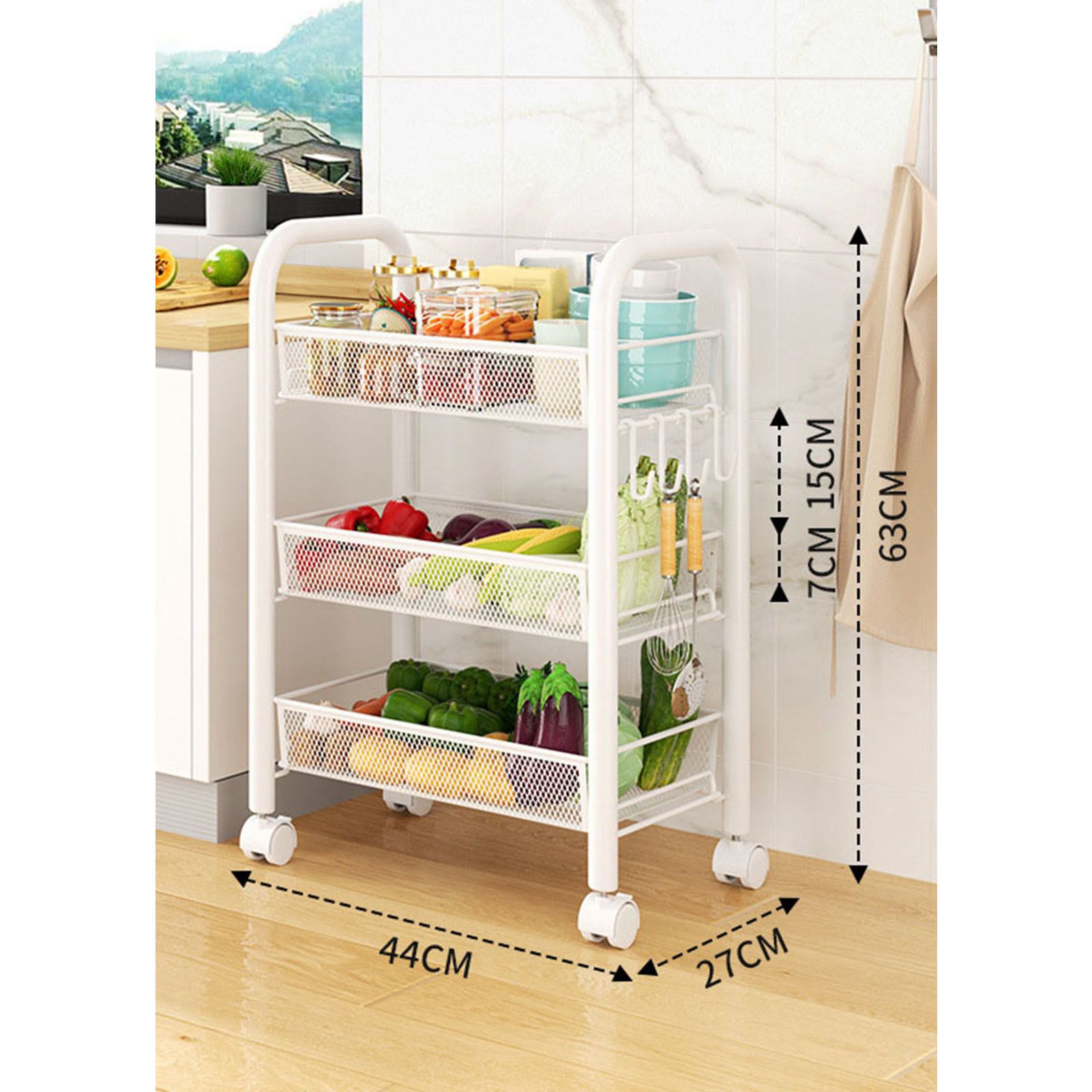 Rolling Storage Cart Layered Storage Shelves Multi Functional Movable Snack view 12