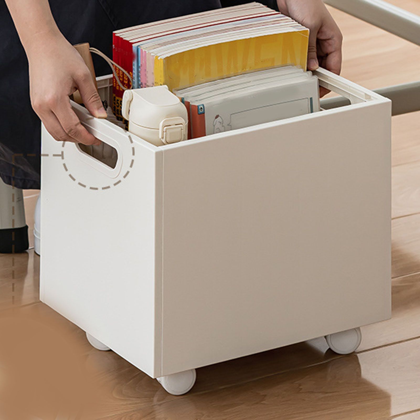 Book Storage Box with Dual Side Handles Stackable 50kg Load Bearing view 6