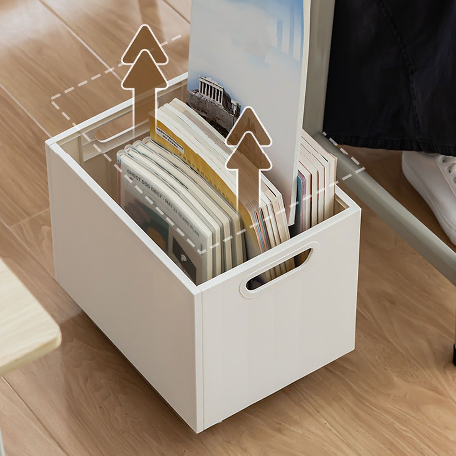 Book Storage Box with Dual Side Handles Stackable 50kg Load Bearing view 13