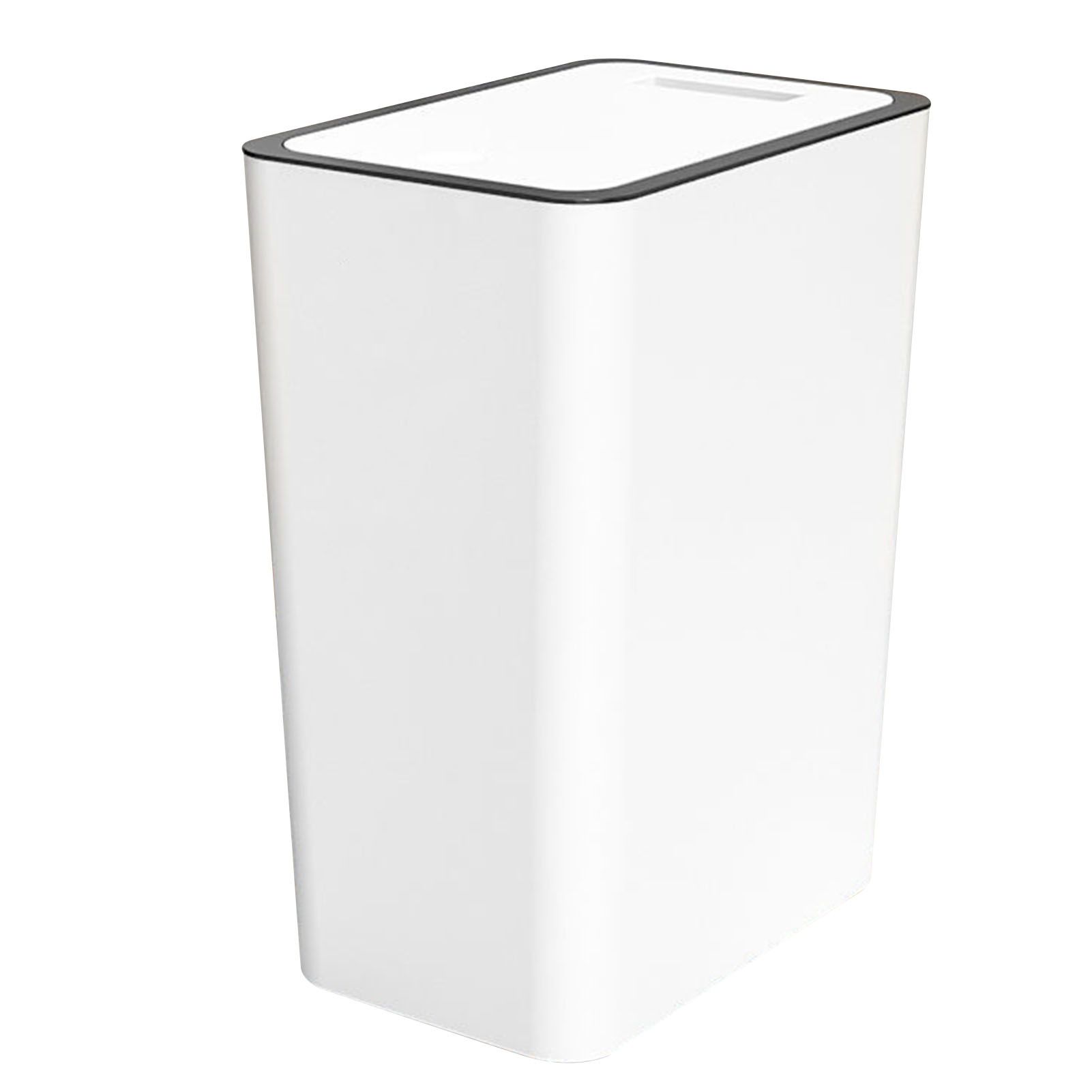 Press Type Trash Can with Cover 15L Capacity Plastic Garbage Bin for Bathroom