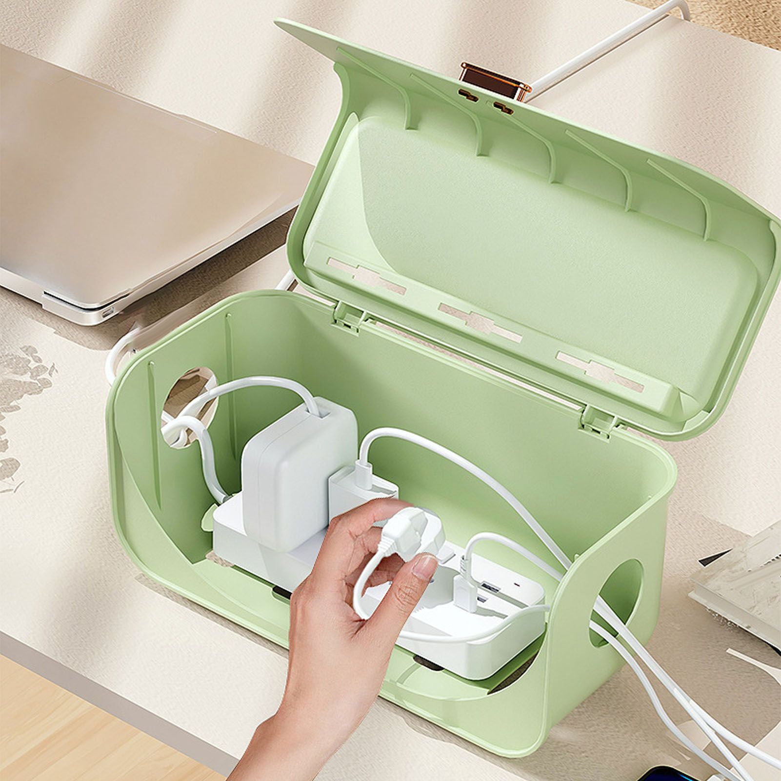 Cable Management Box Plastic Easy Assemble Safety Protection Cord Organizer view 12