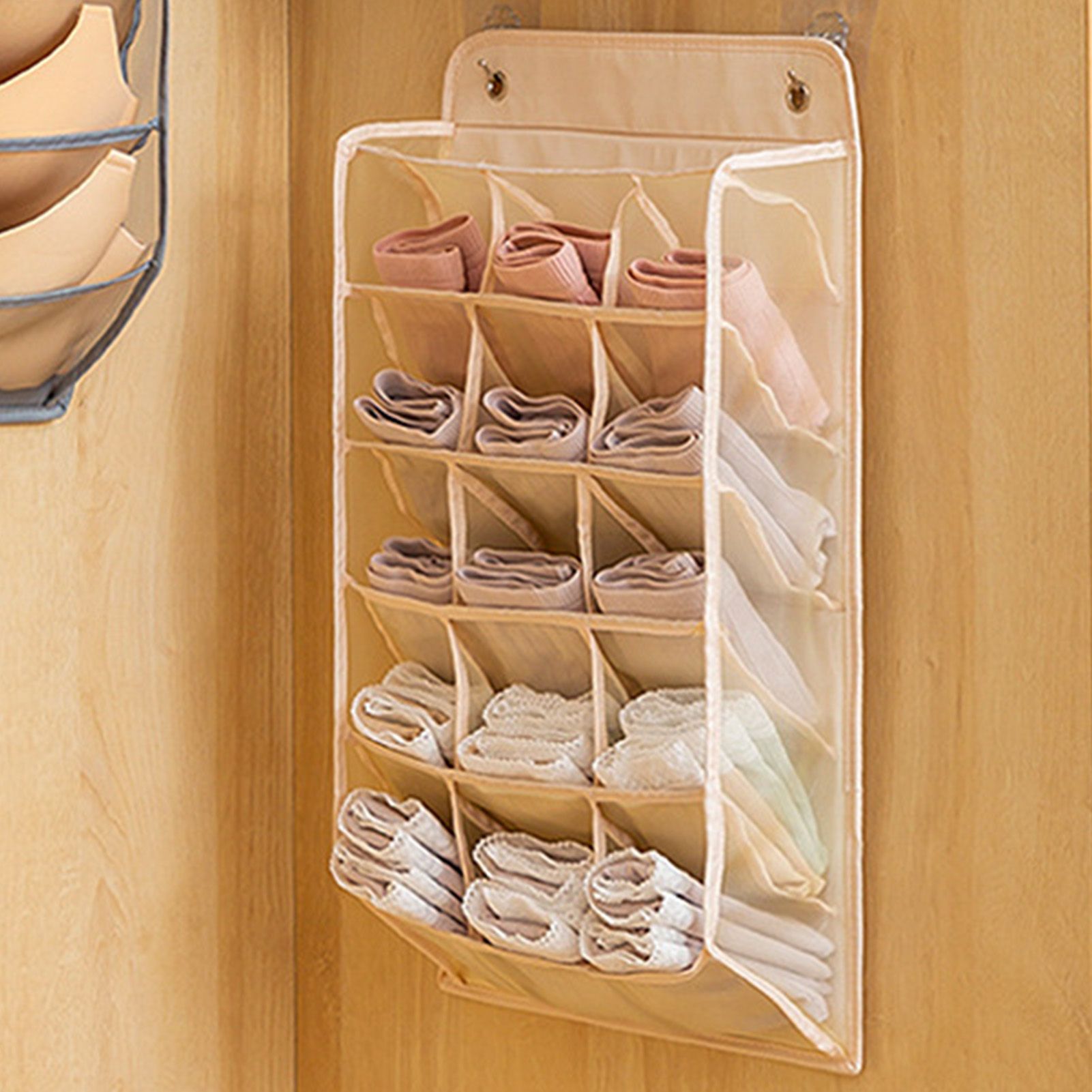 Closet Hanging Underwear Organizer Mesh Oxford Cloth PP Board Underwear Wall view 5