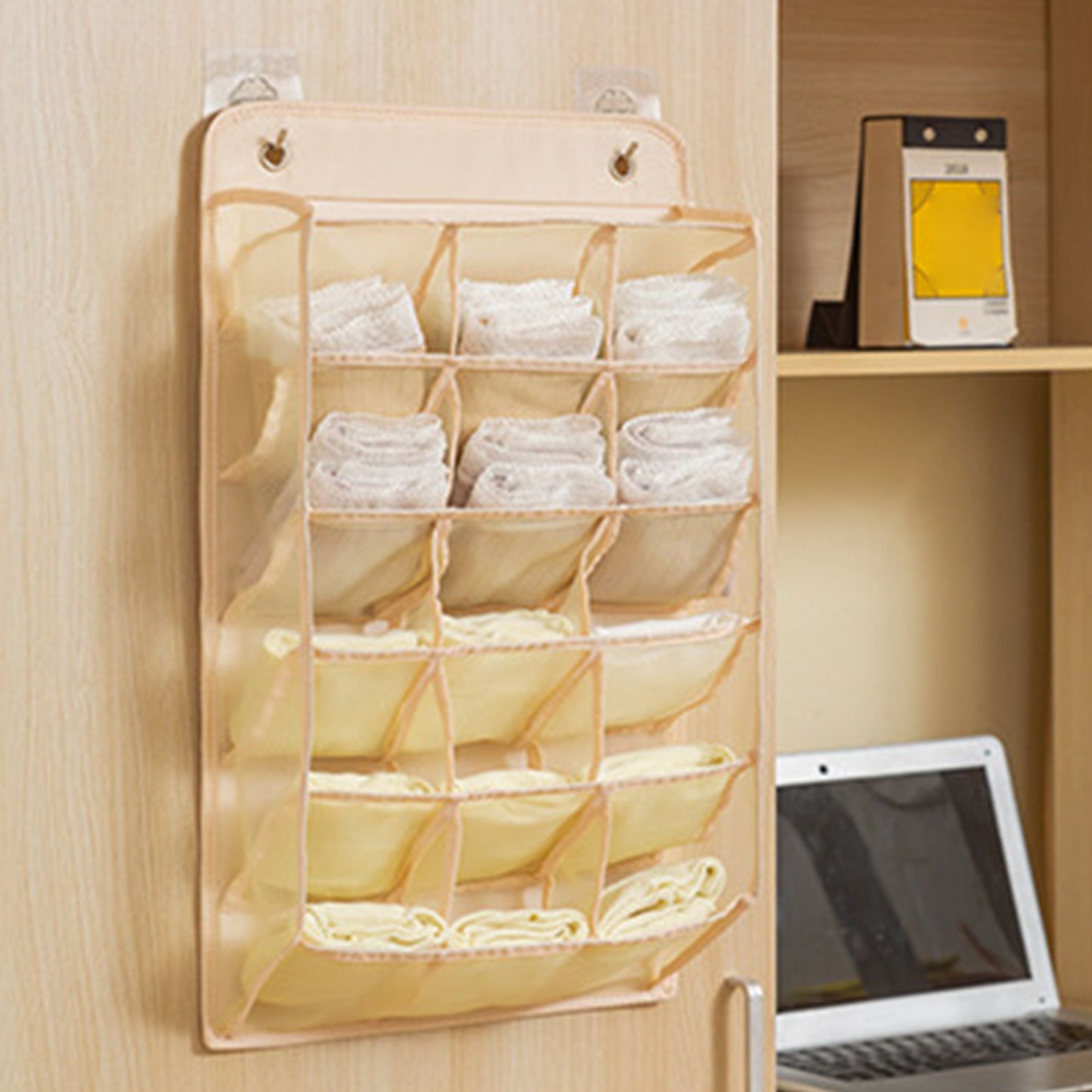 Closet Hanging Underwear Organizer Mesh Oxford Cloth PP Board Underwear Wall view 6