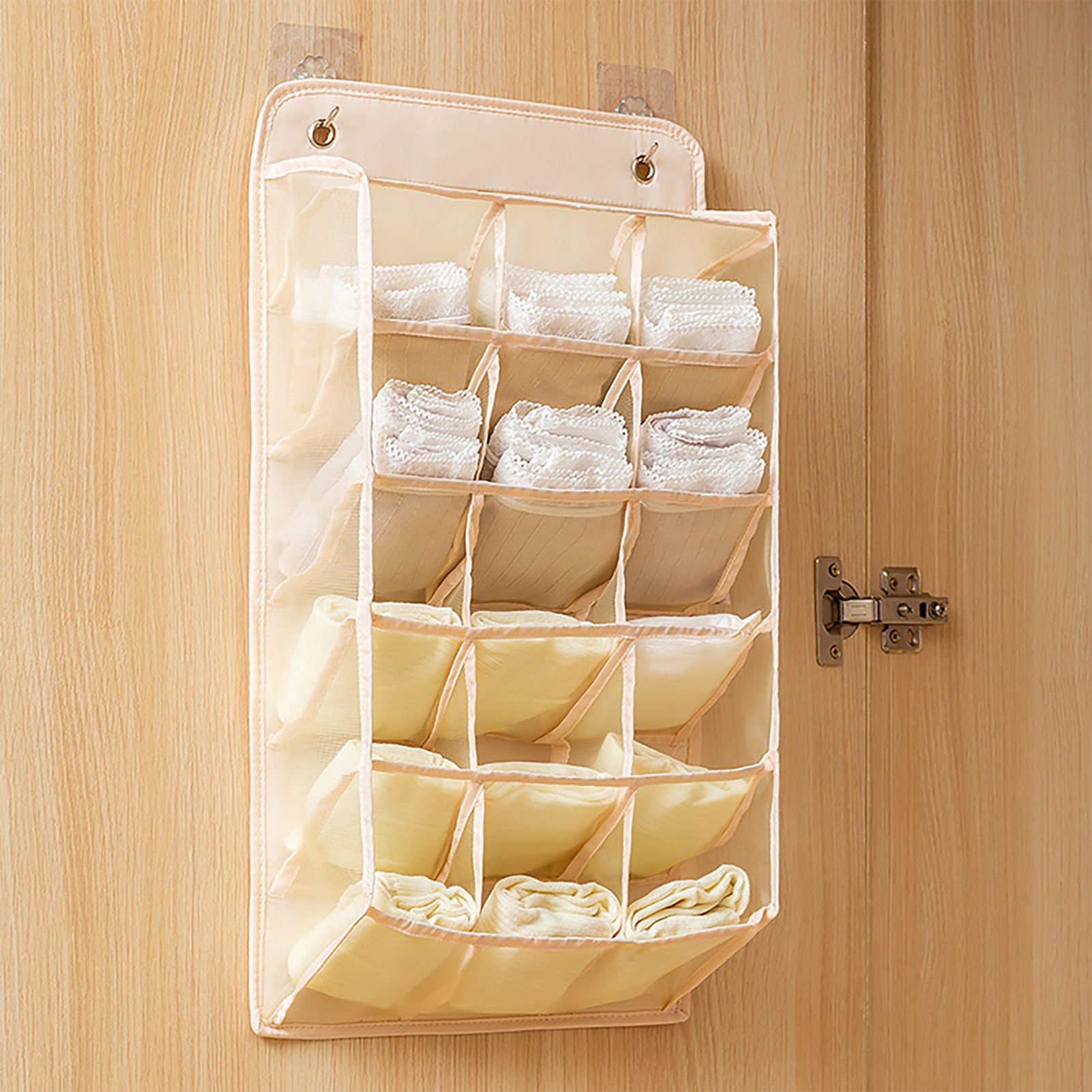 Closet Hanging Underwear Organizer Mesh Oxford Cloth PP Board Underwear Wall view 7