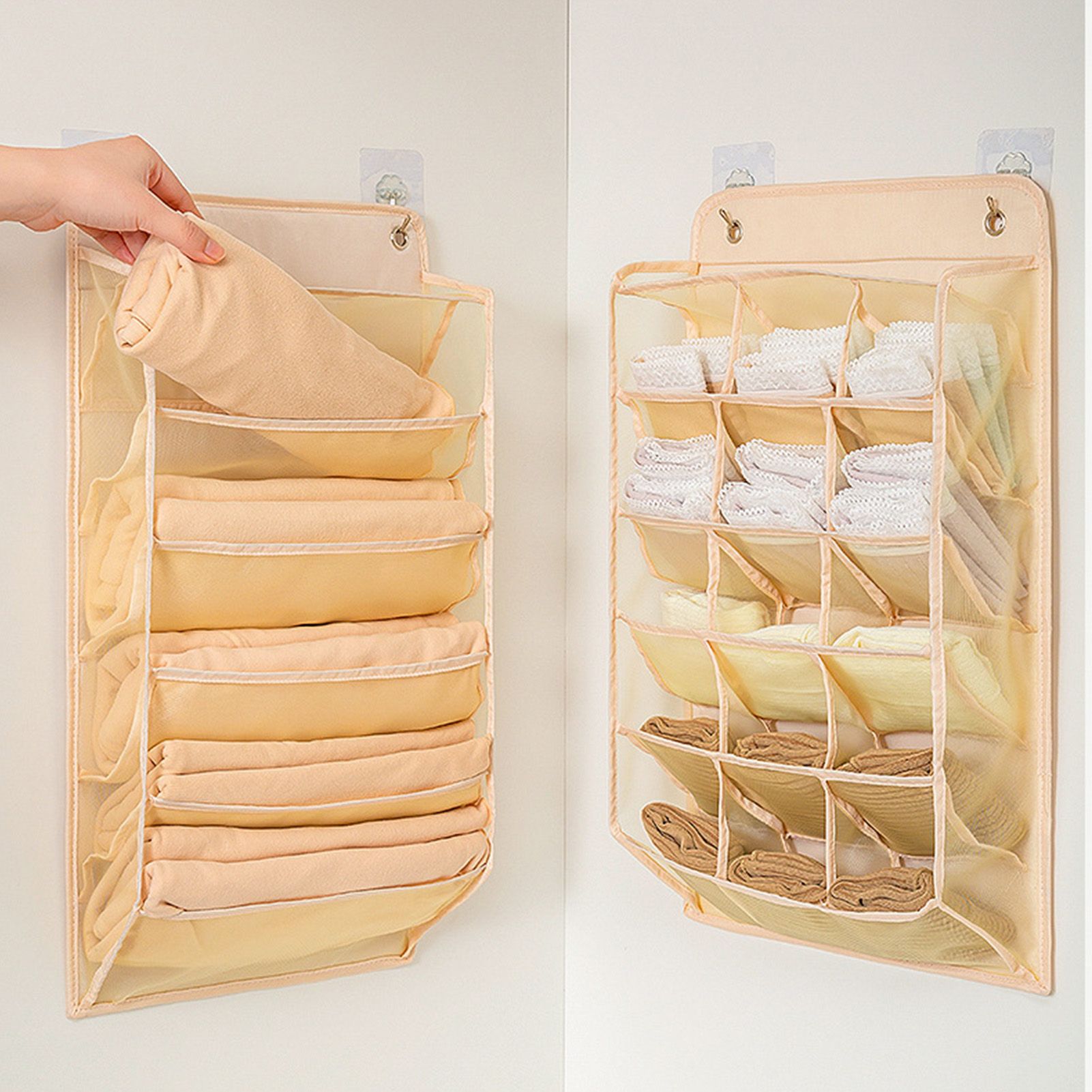 Closet Hanging Underwear Organizer Mesh Oxford Cloth PP Board Underwear Wall view 9