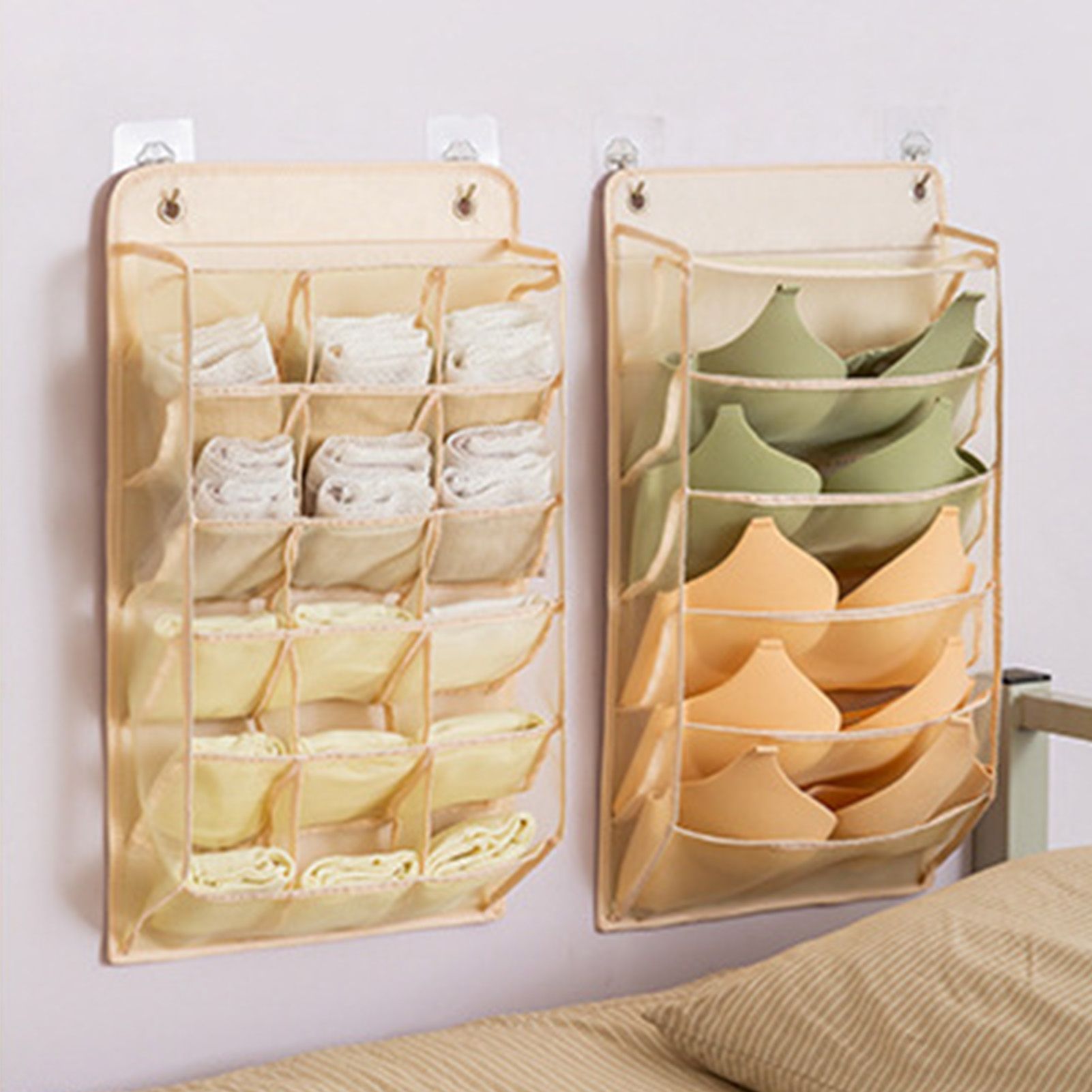 Closet Hanging Underwear Organizer Mesh Oxford Cloth PP Board Underwear Wall view 10