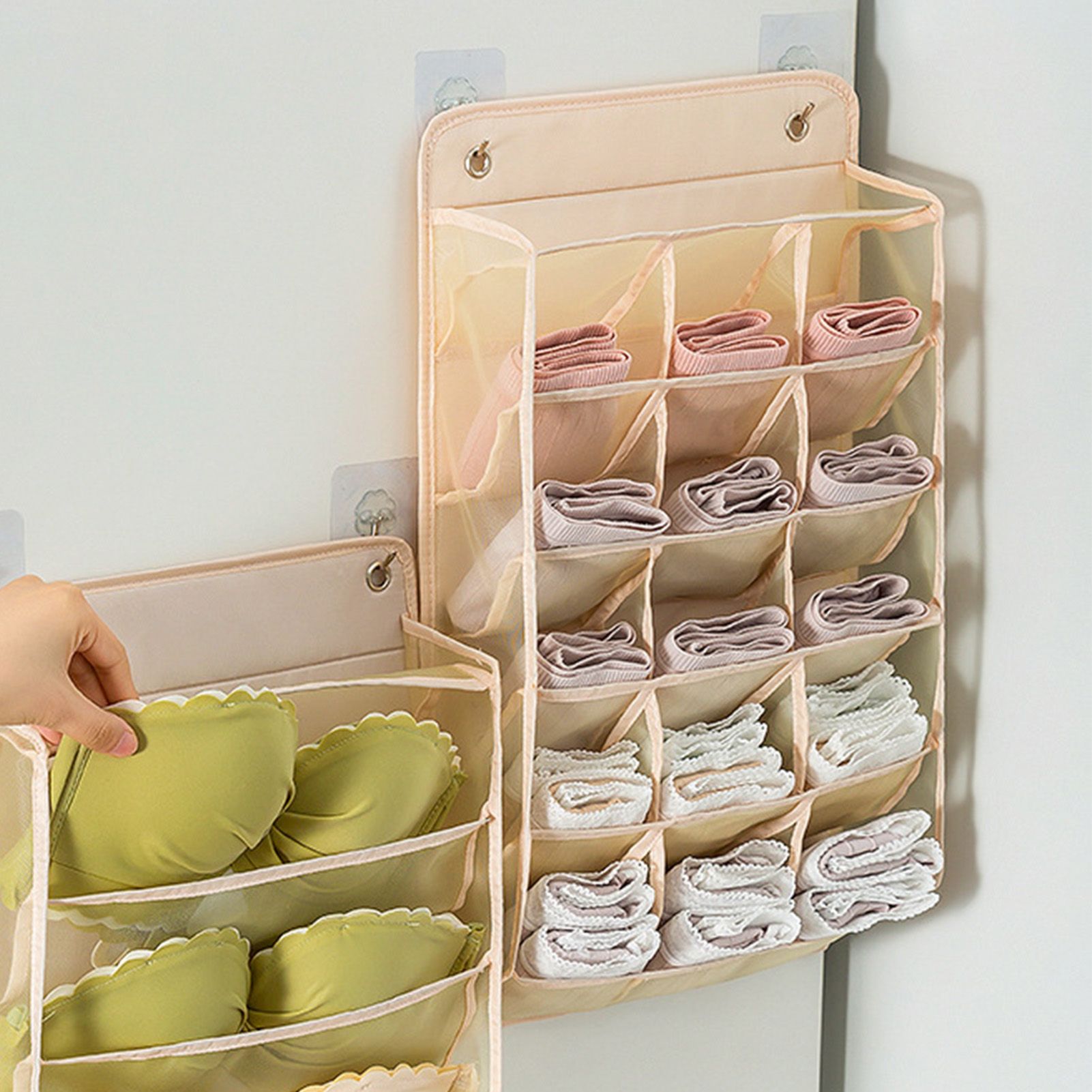 Closet Hanging Underwear Organizer Mesh Oxford Cloth PP Board Underwear Wall view 12