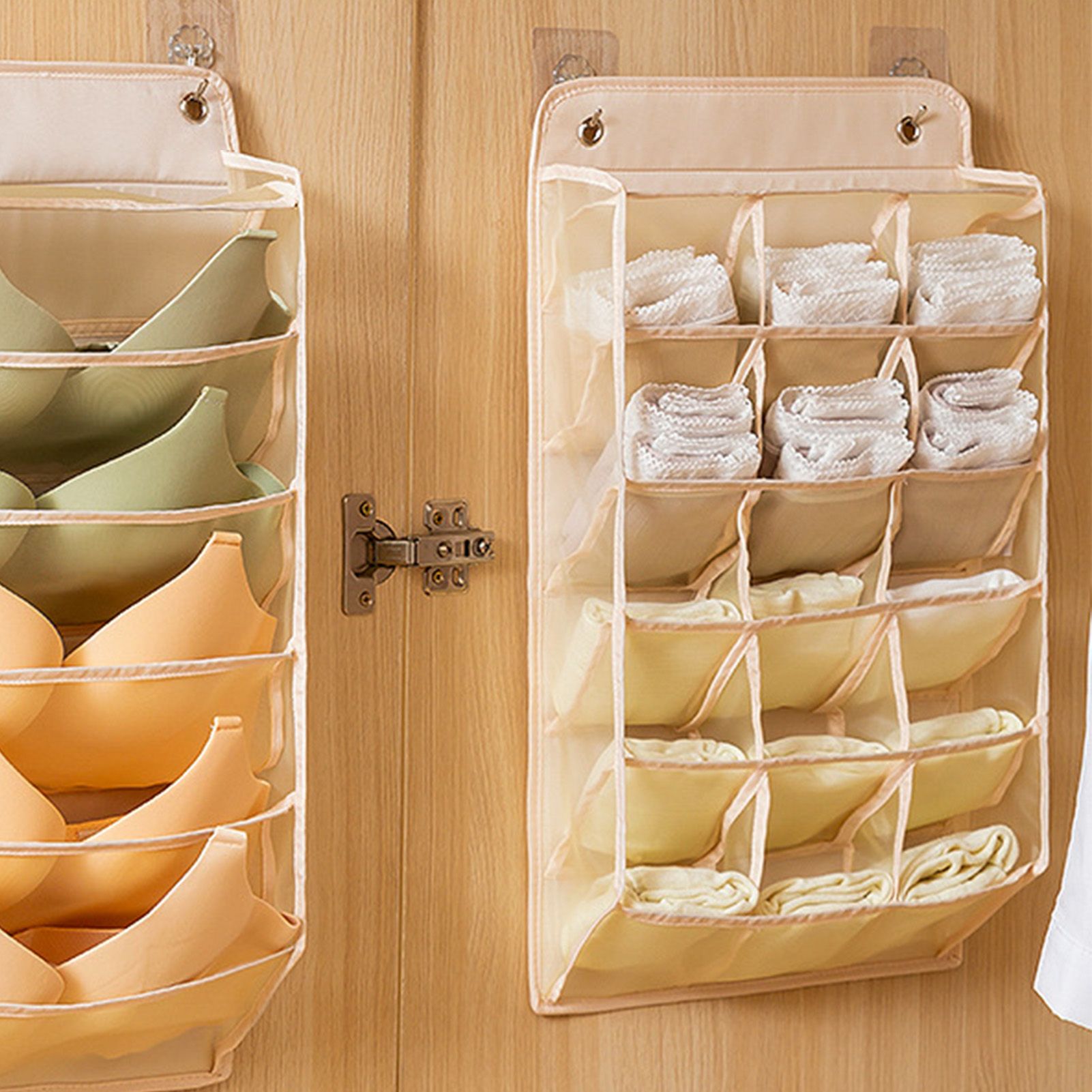 Closet Hanging Underwear Organizer Mesh Oxford Cloth PP Board Underwear Wall view 13
