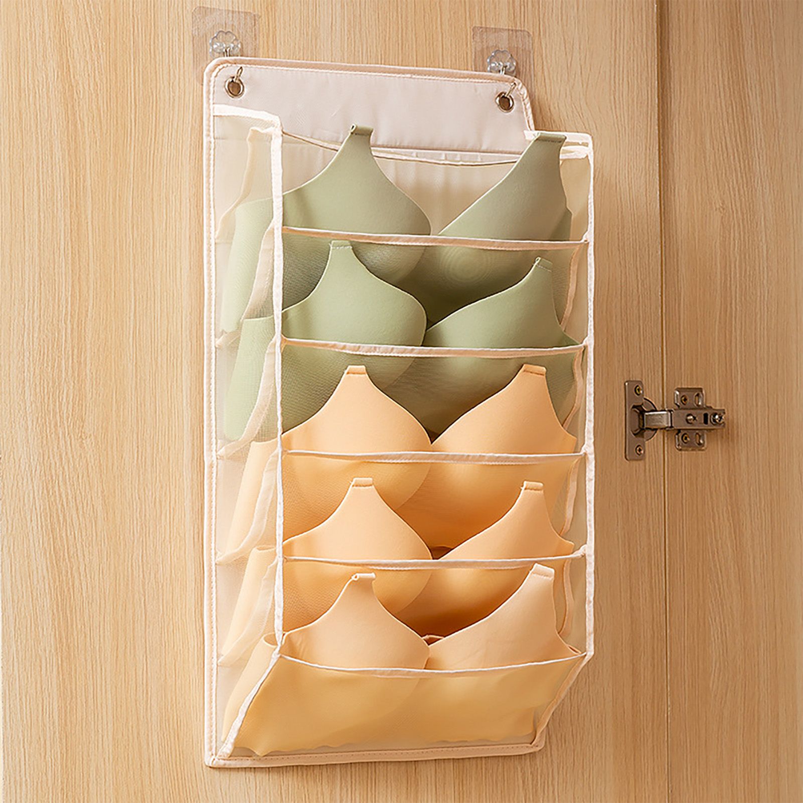 Closet Hanging Underwear Organizer Mesh Oxford Cloth PP Board Underwear Wall view 5