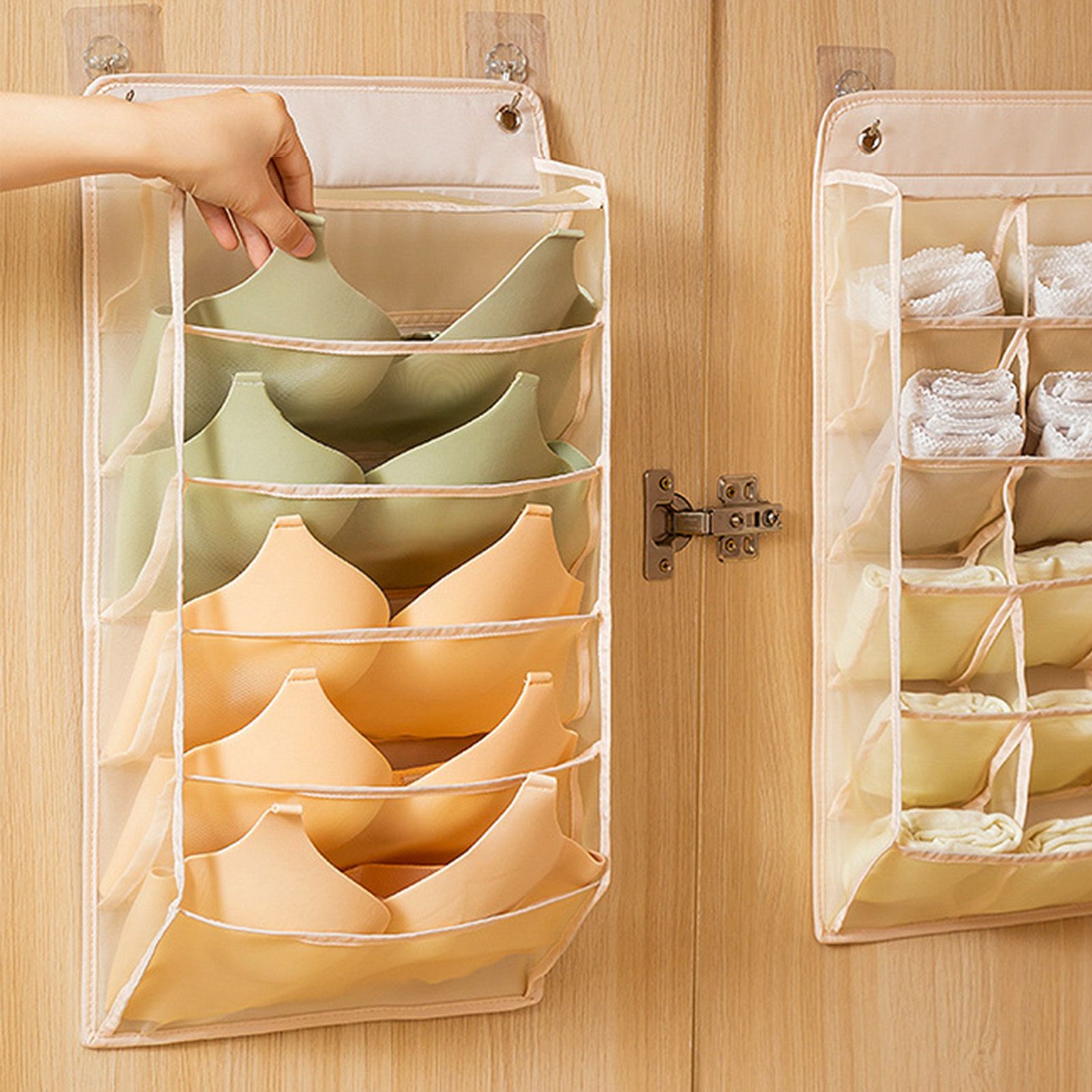 Closet Hanging Underwear Organizer Mesh Oxford Cloth PP Board Underwear Wall view 8