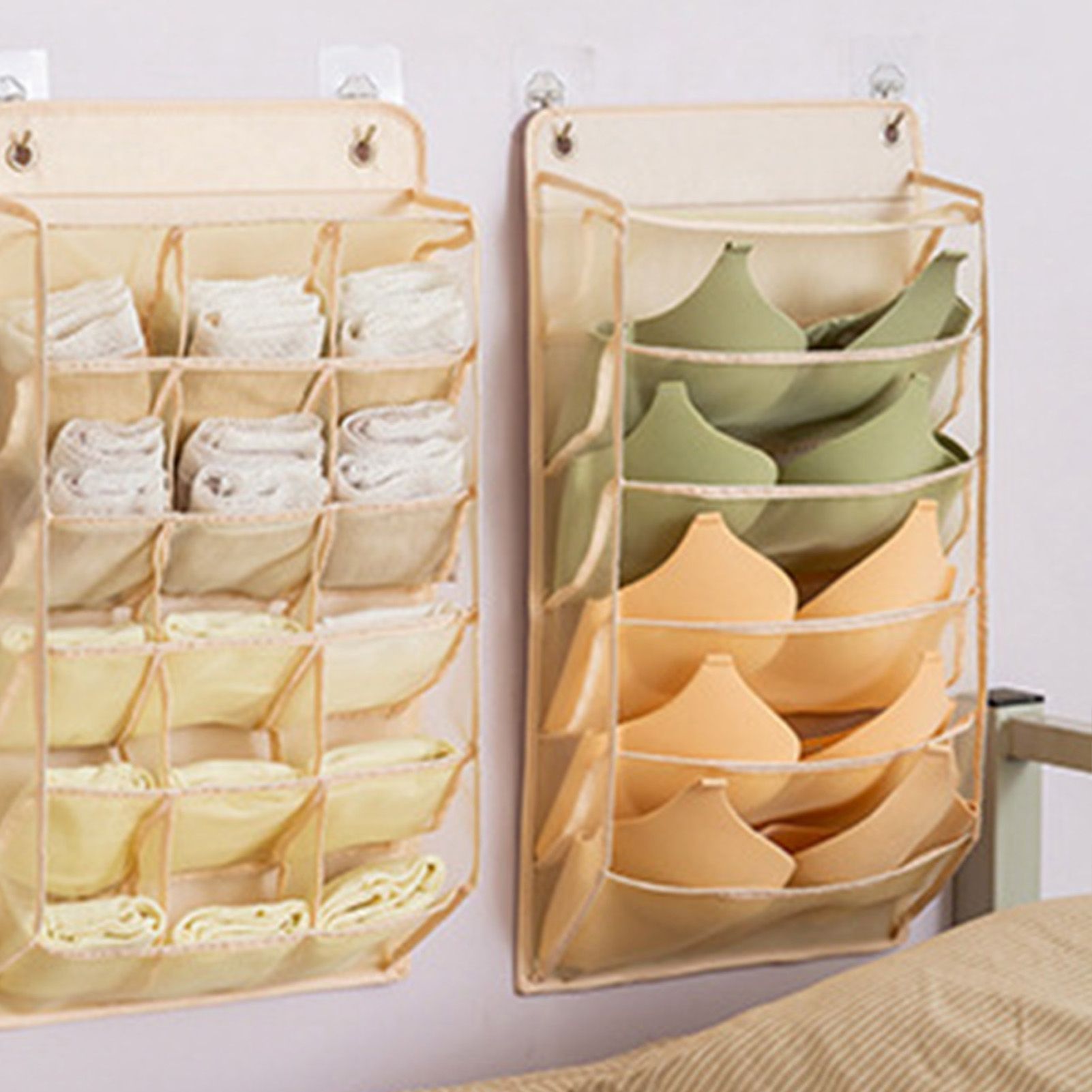 Closet Hanging Underwear Organizer Mesh Oxford Cloth PP Board Underwear Wall view 11