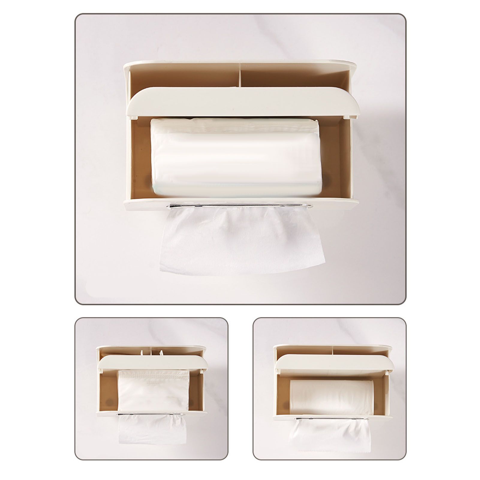 Desktop Tissue Box Multifunction Tissue Storage Dispenser with Phone Holder view 11