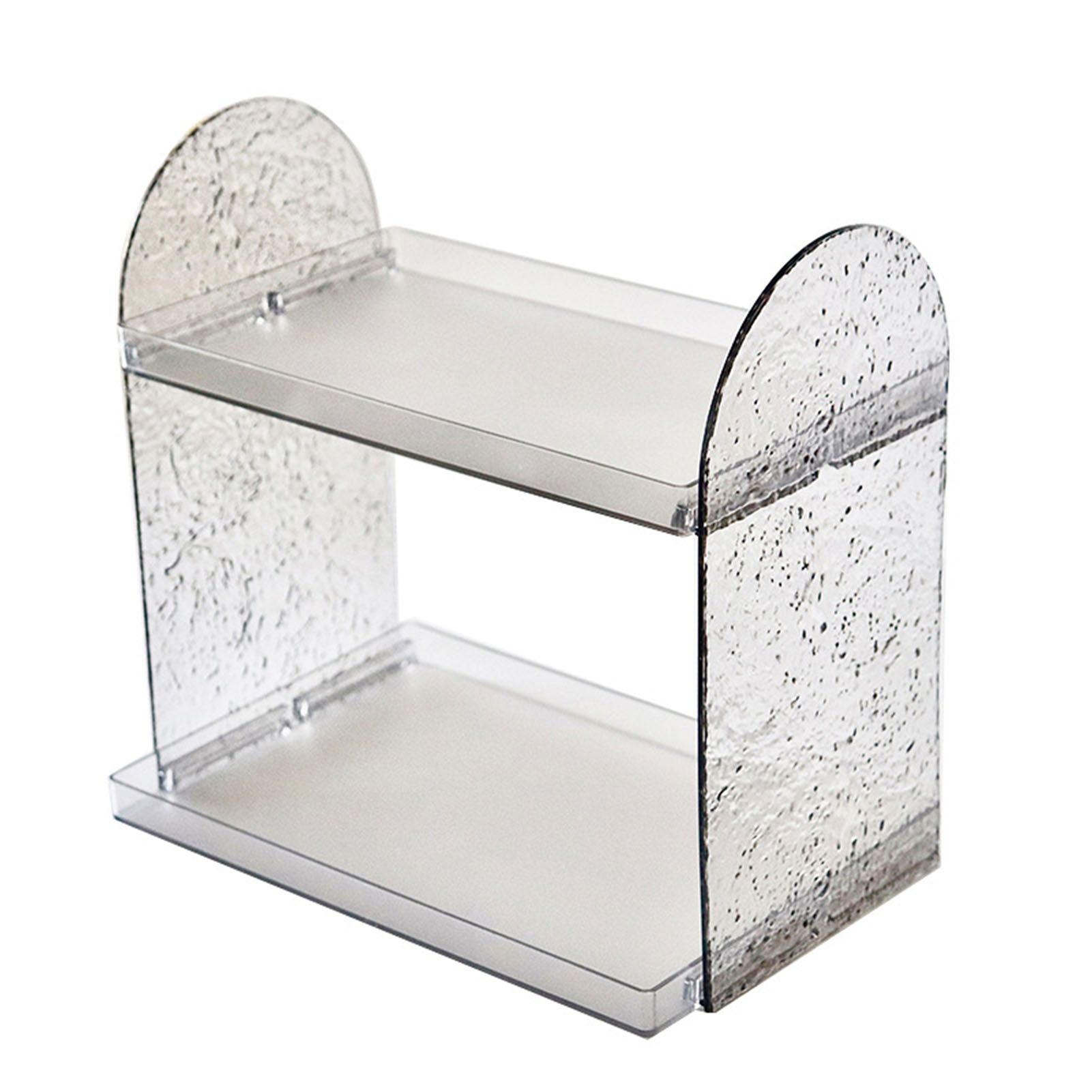 2 Tier Desk Organizer Double Layer Storage Rack Transparent Desktop Stand