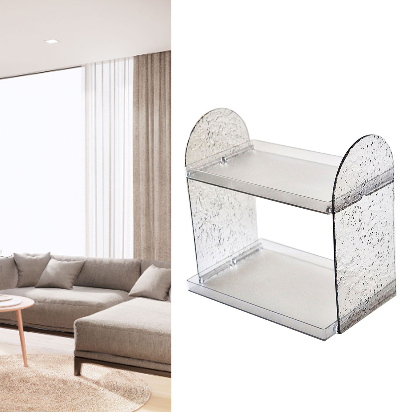 2 Tier Desk Organizer Double Layer Storage Rack Transparent Desktop Stand view 6
