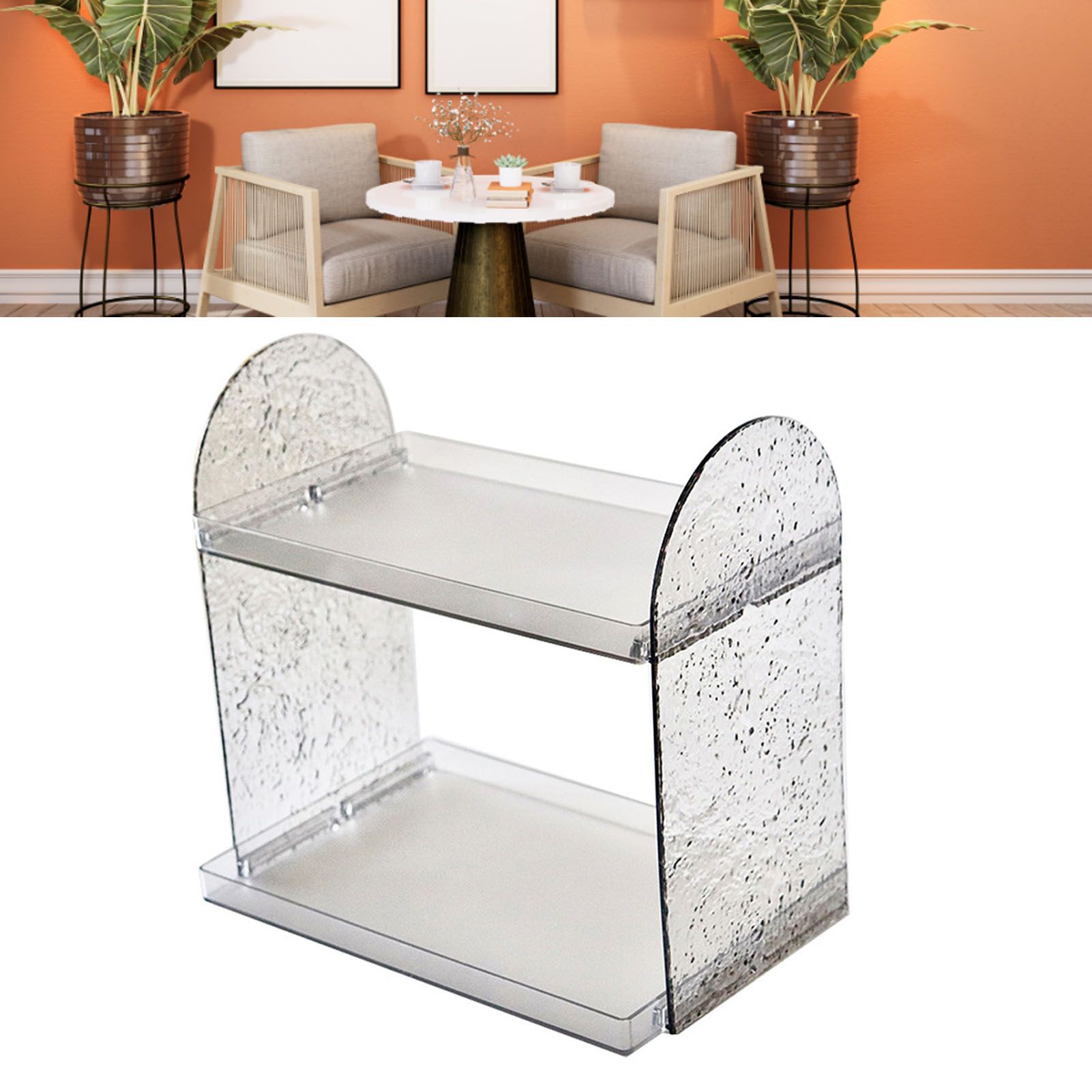 2 Tier Desk Organizer Double Layer Storage Rack Transparent Desktop Stand view 8