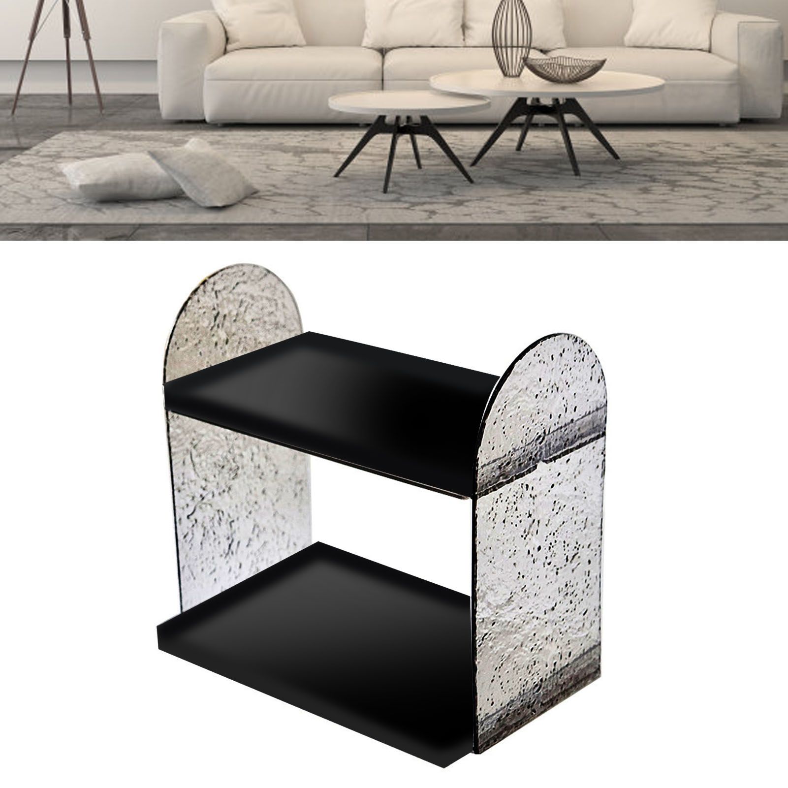 2 Tier Desk Organizer Double Layer Storage Rack Transparent Desktop Stand view 5