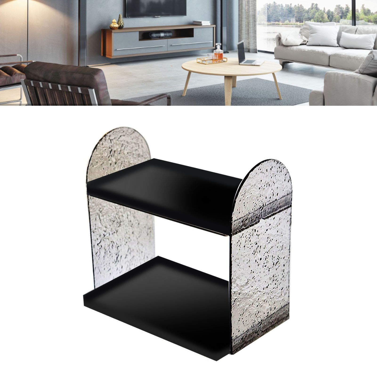 2 Tier Desk Organizer Double Layer Storage Rack Transparent Desktop Stand view 9