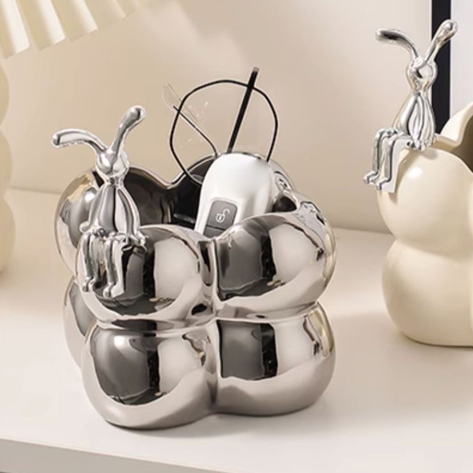 Storage Box Ceramic Modern Exquisite Rabbit Shape Decoration Multipurpose view 8