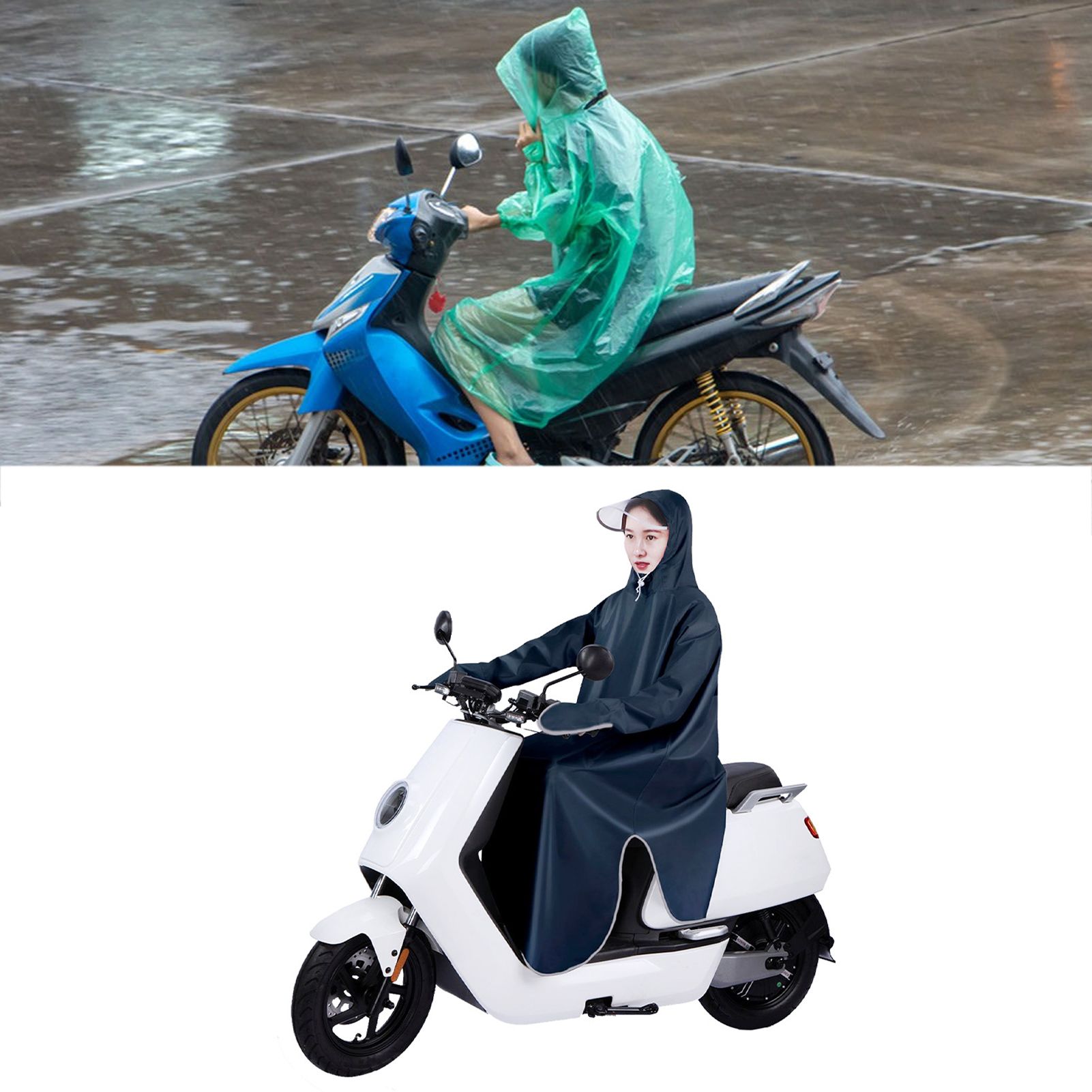 Electric Bike Raincoat Enlarged Protection Oxford Cloth Adults Sleeve Rain view 5