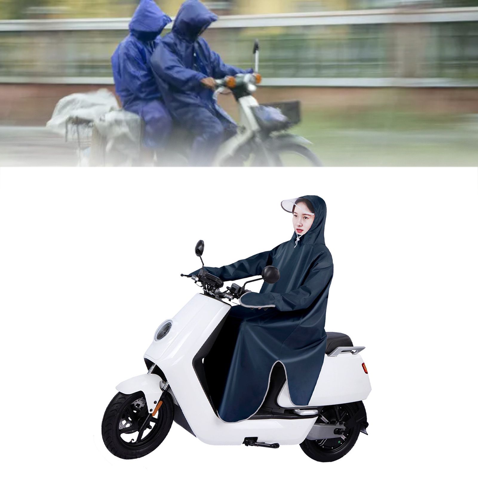Electric Bike Raincoat Enlarged Protection Oxford Cloth Adults Sleeve Rain view 6