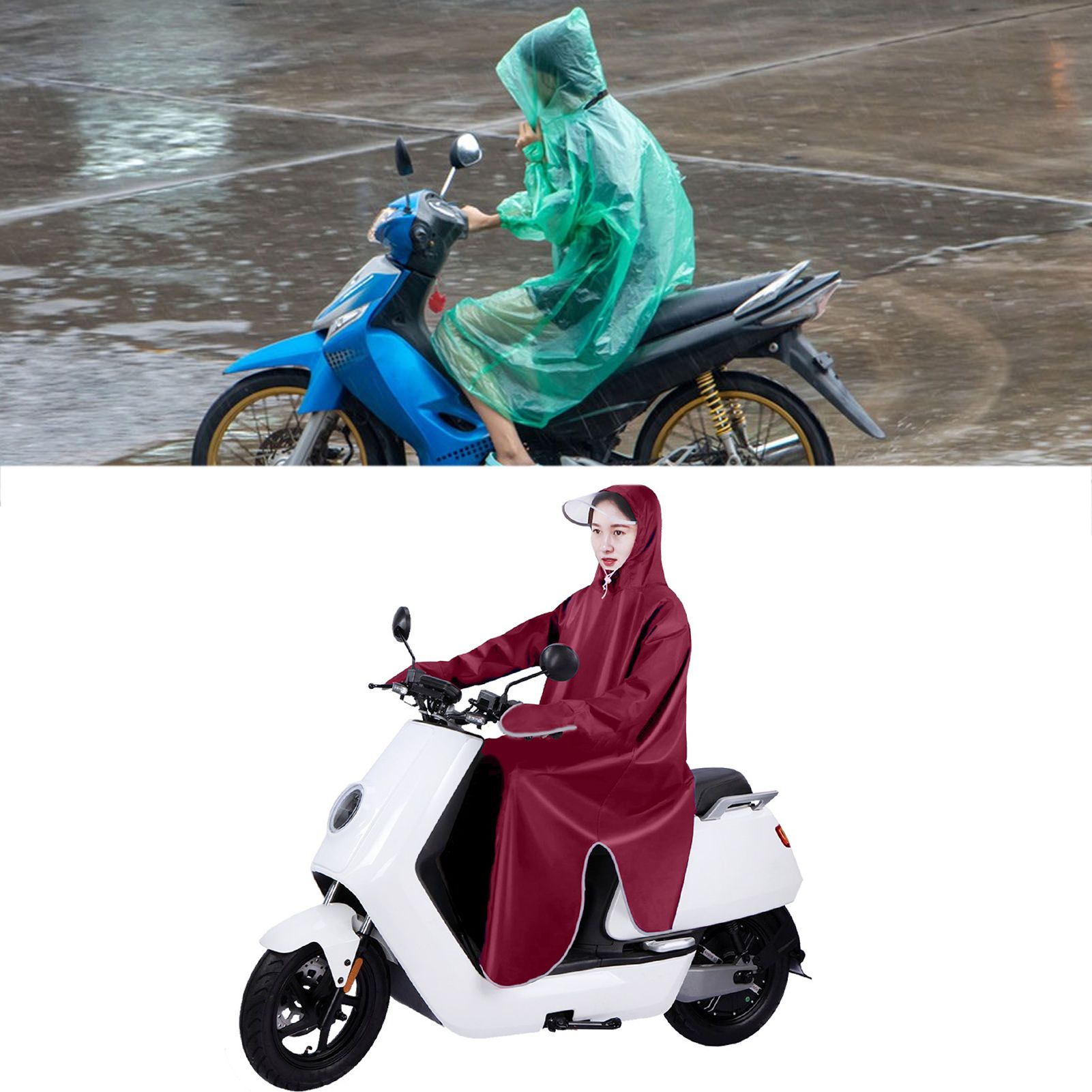Electric Bike Raincoat Enlarged Protection Oxford Cloth Adults Sleeve Rain view 5
