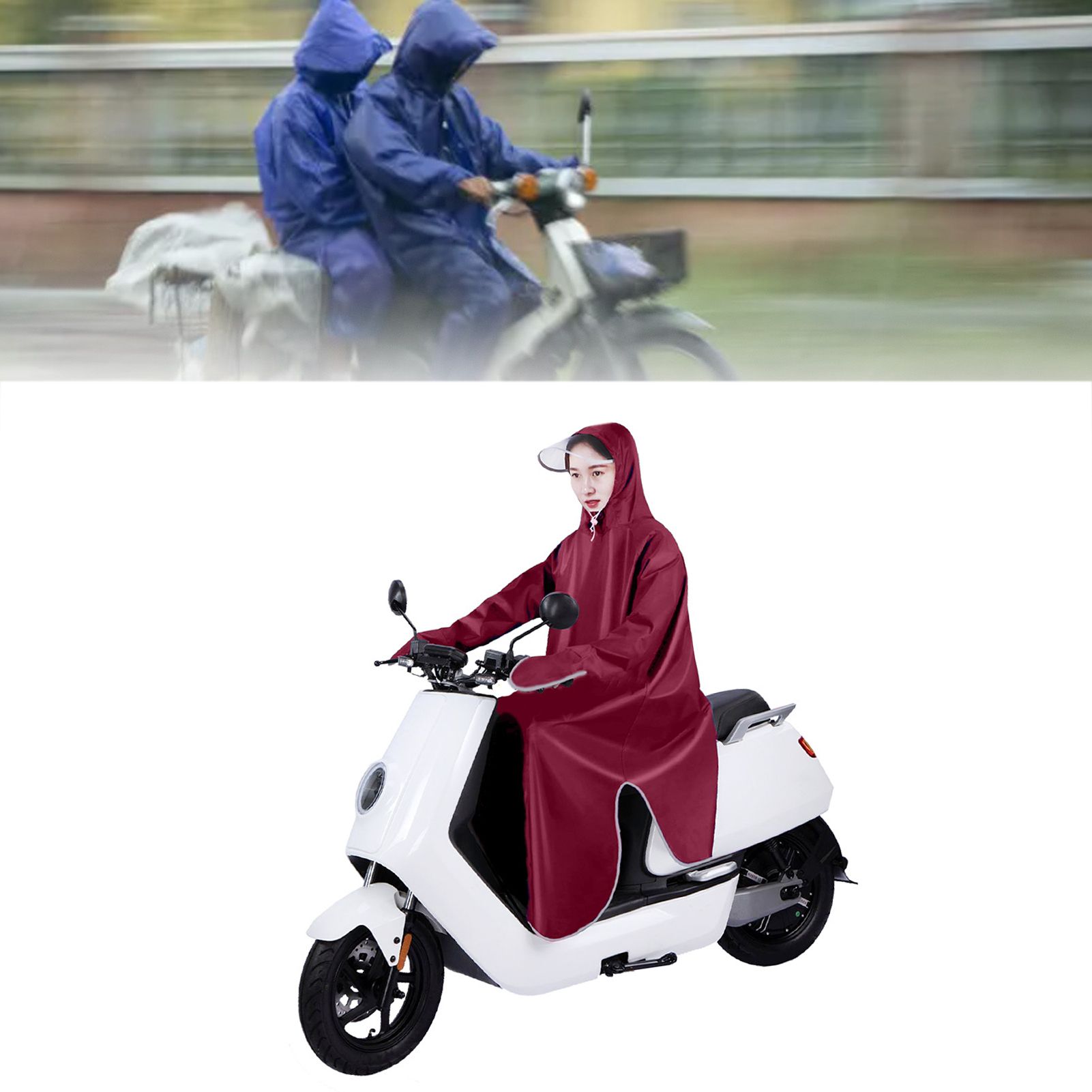 Electric Bike Raincoat Enlarged Protection Oxford Cloth Adults Sleeve Rain view 6