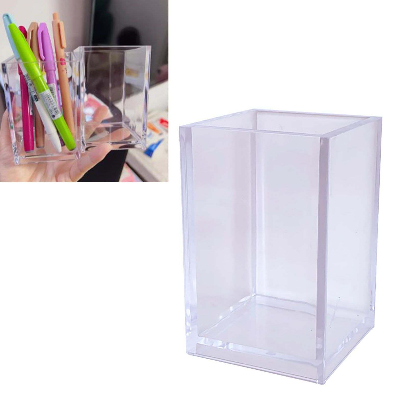 Acrylic Pencil Pen Holder Cup Transparent Clear Makeup Brush Storage Box view 5