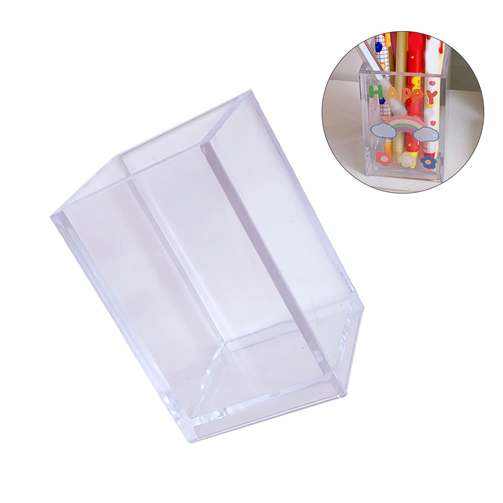 Acrylic Pencil Pen Holder Cup Transparent Clear Makeup Brush Storage Box view 6