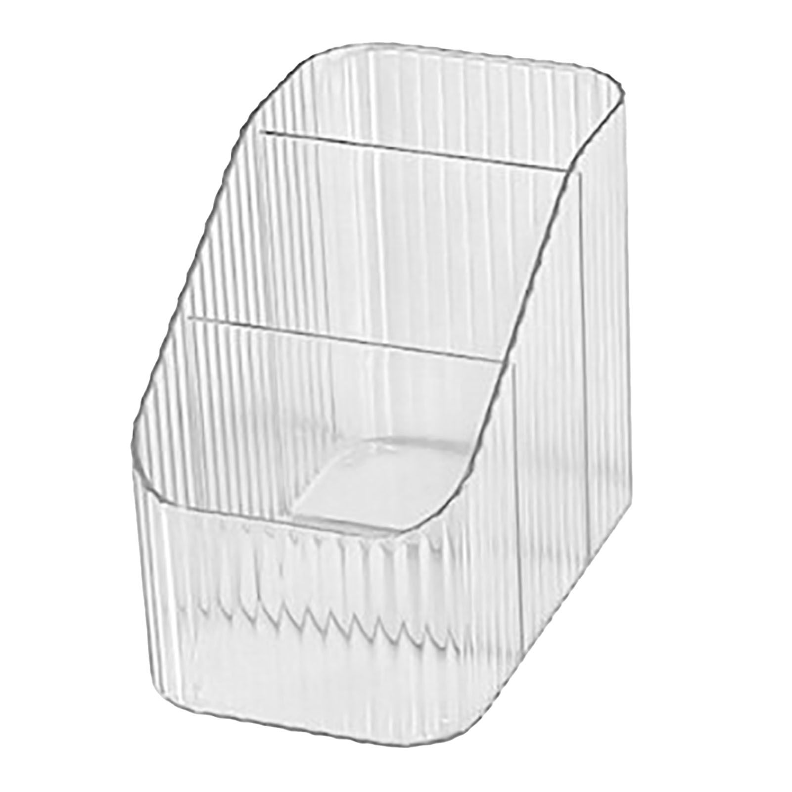 Pen Holder with 3 Compartments PP Transparent Makeup Brush Holder Desktop