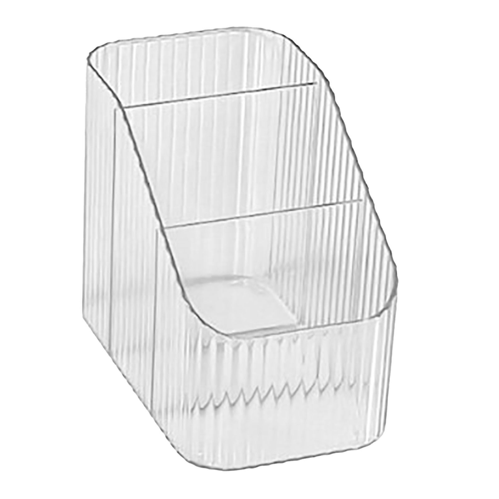 Pen Holder with 3 Compartments PP Transparent Makeup Brush Holder Desktop view 5