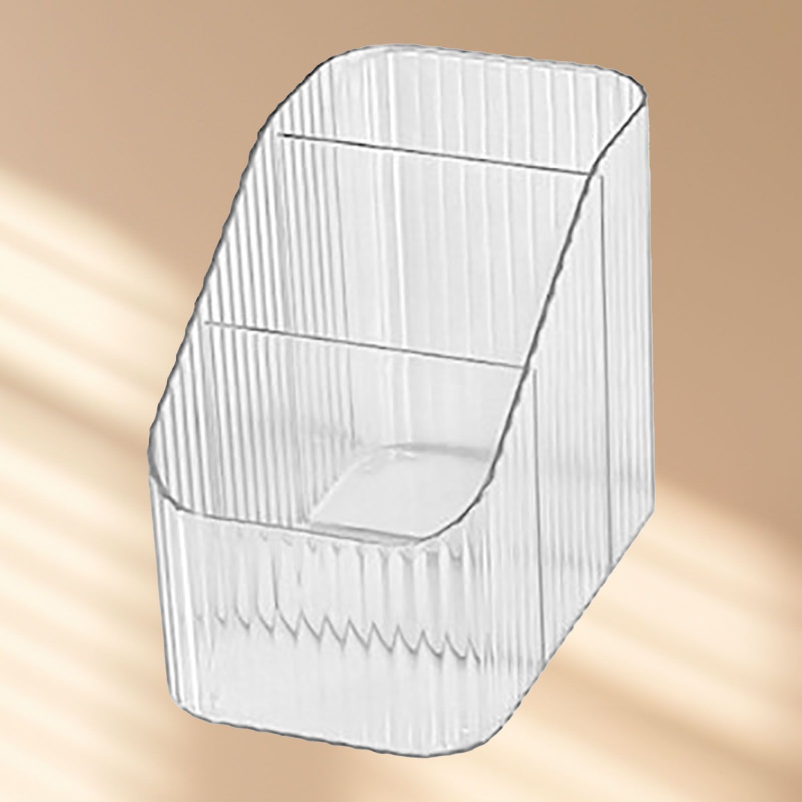 Pen Holder with 3 Compartments PP Transparent Makeup Brush Holder Desktop view 10