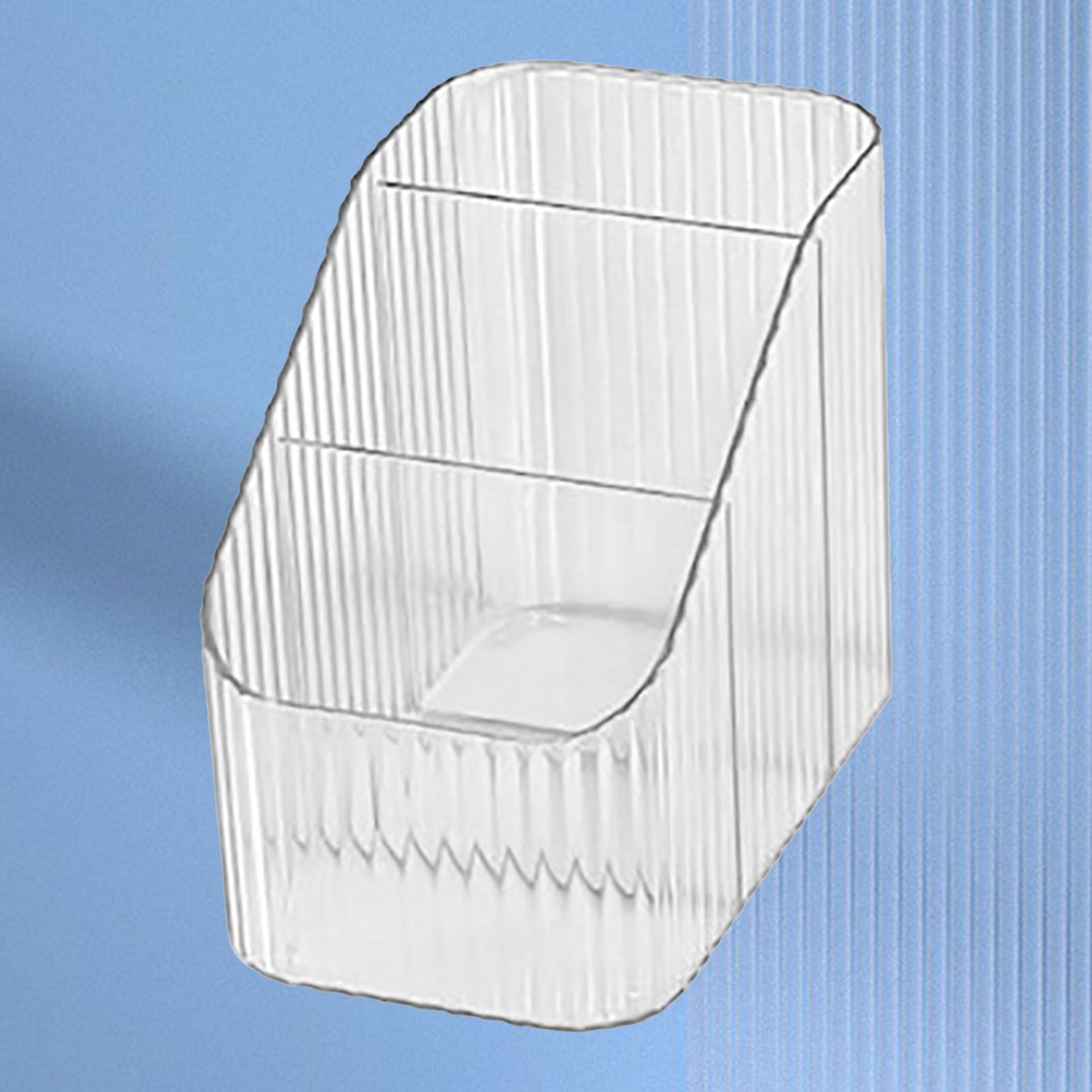 Pen Holder with 3 Compartments PP Transparent Makeup Brush Holder Desktop view 12