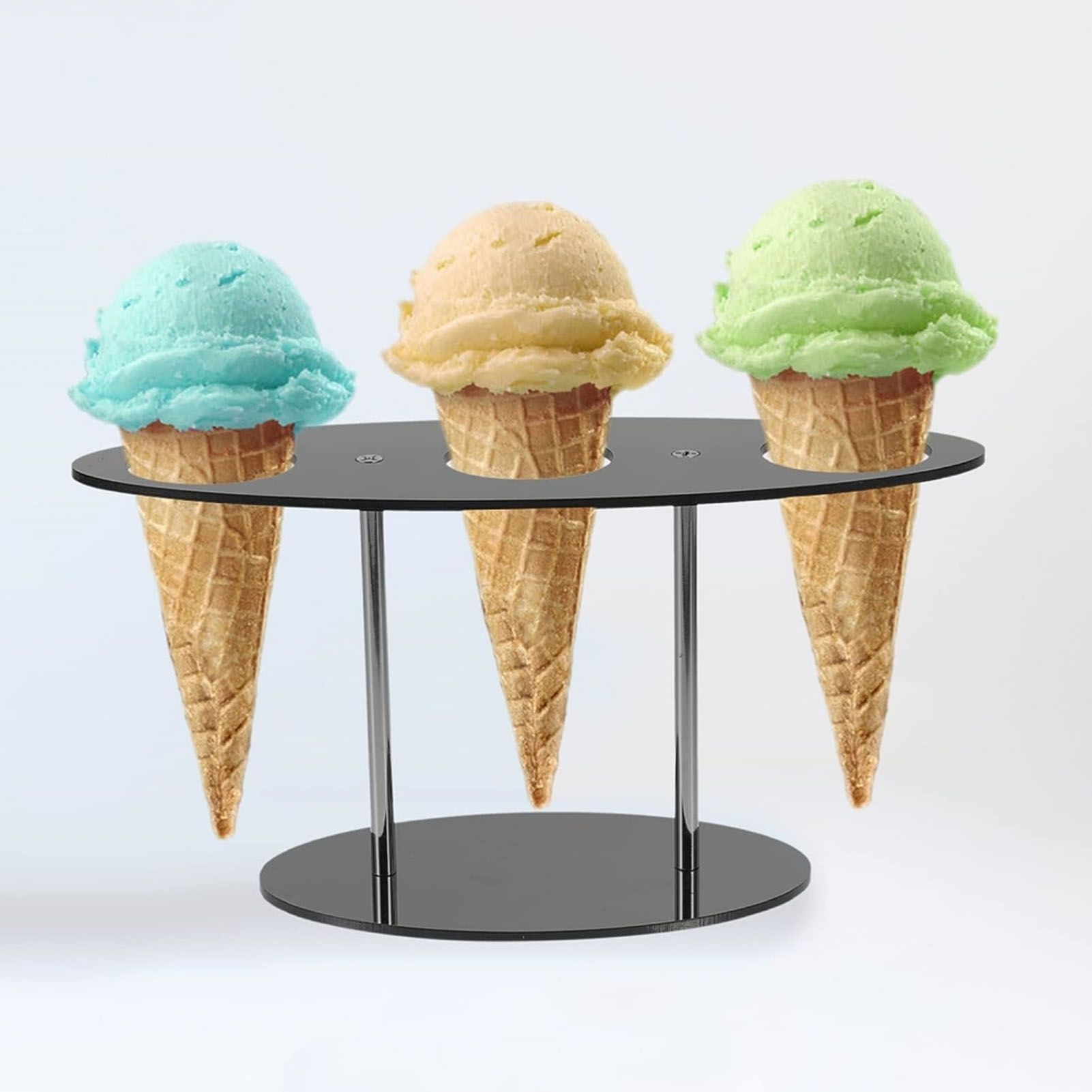 Ice Cream Cone Holder Stand Acrylic 3 Holes Hand Roll Sushi Display Stand for view 12