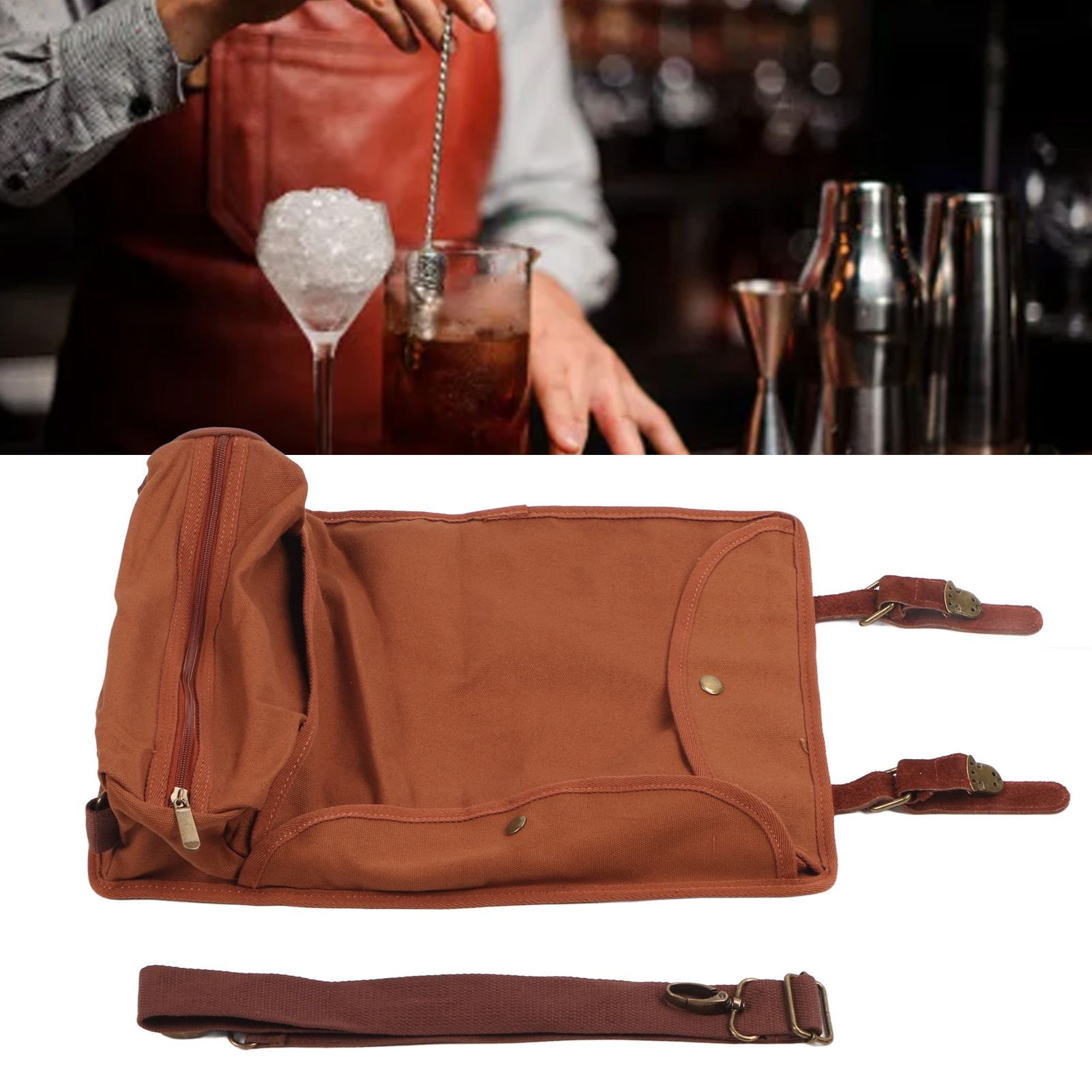 Bartender Roll Bag Carrying Bag with Shoulder Strap Large Capacity Waterproof view 10