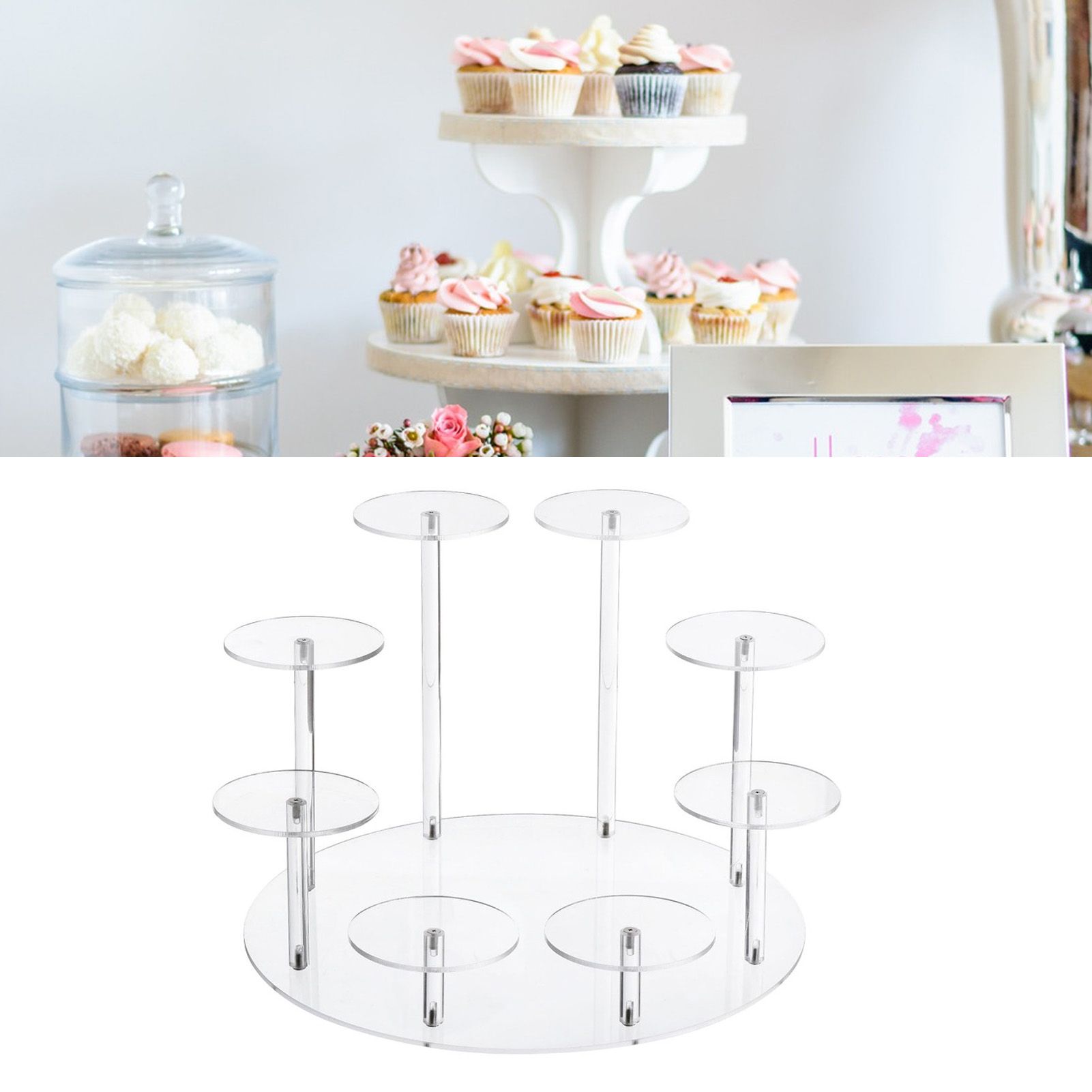 Acrylic Cupcake Stands Stable Round Anime Figure Doll Platter Display Stand view 11
