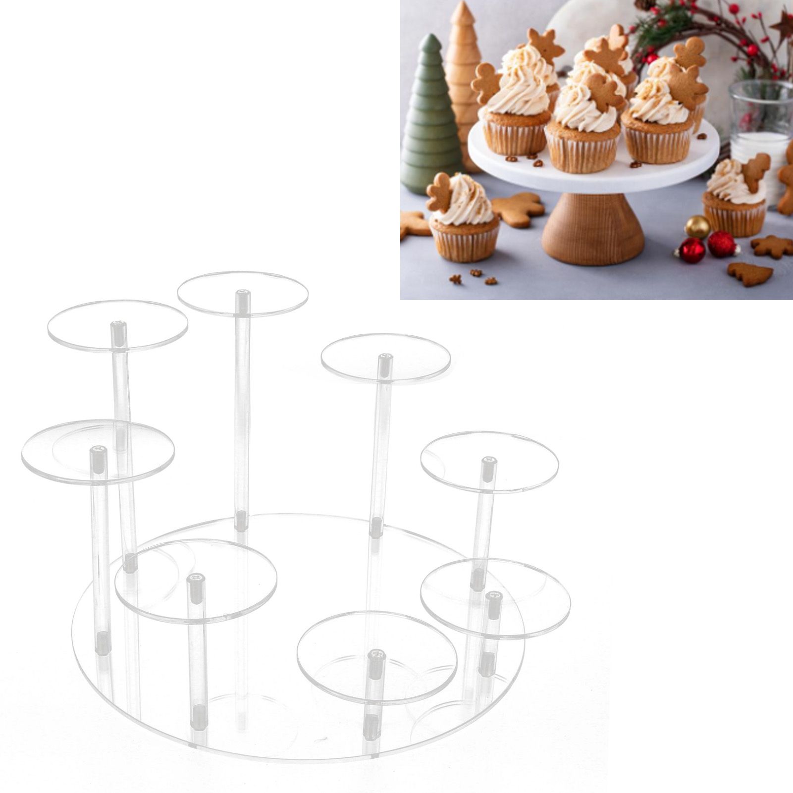 Acrylic Cupcake Stands Stable Round Anime Figure Doll Platter Display Stand view 12