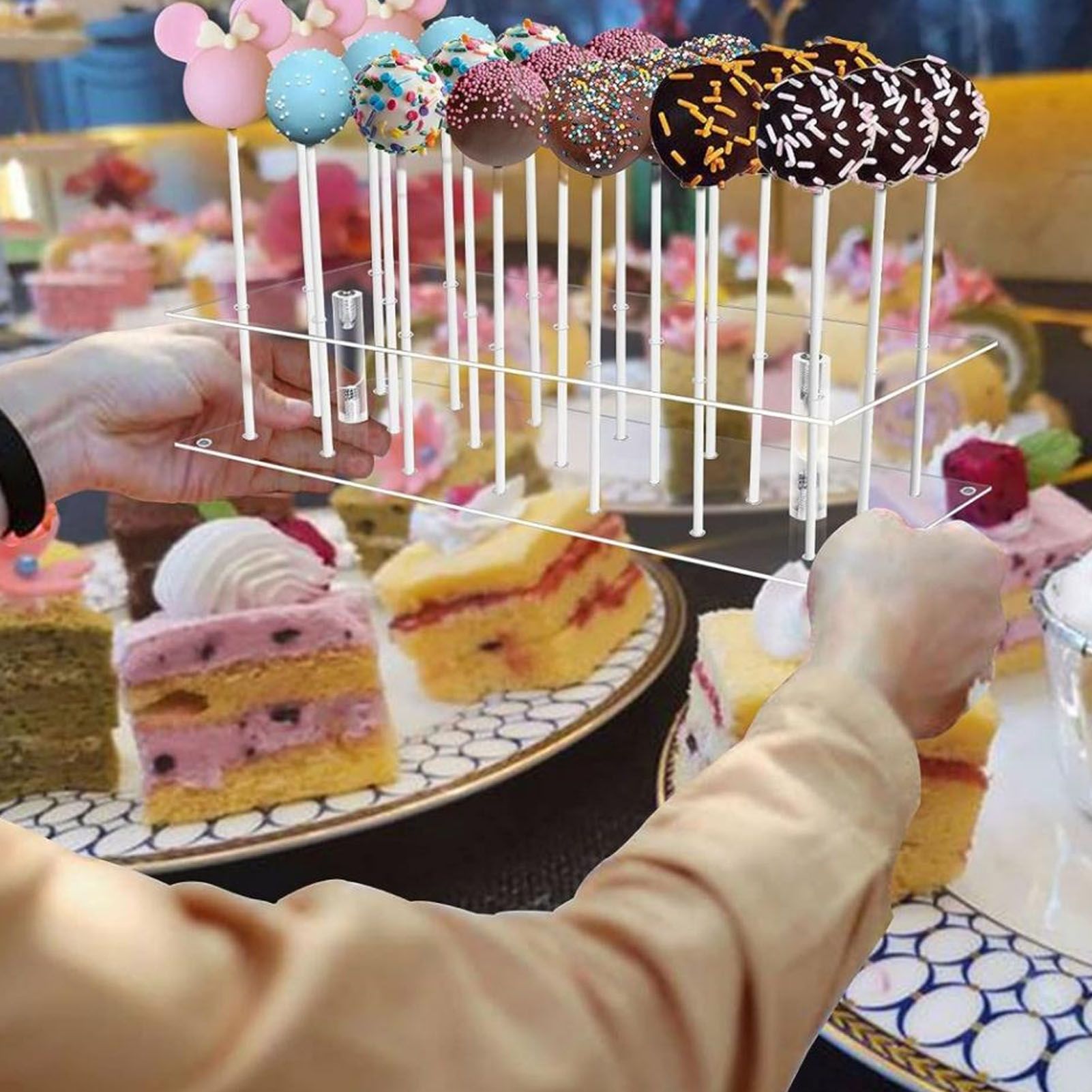 Cake Pop Stand 21 Holes Clear Acrylic Lollipop Display Holder for Weddings view 11
