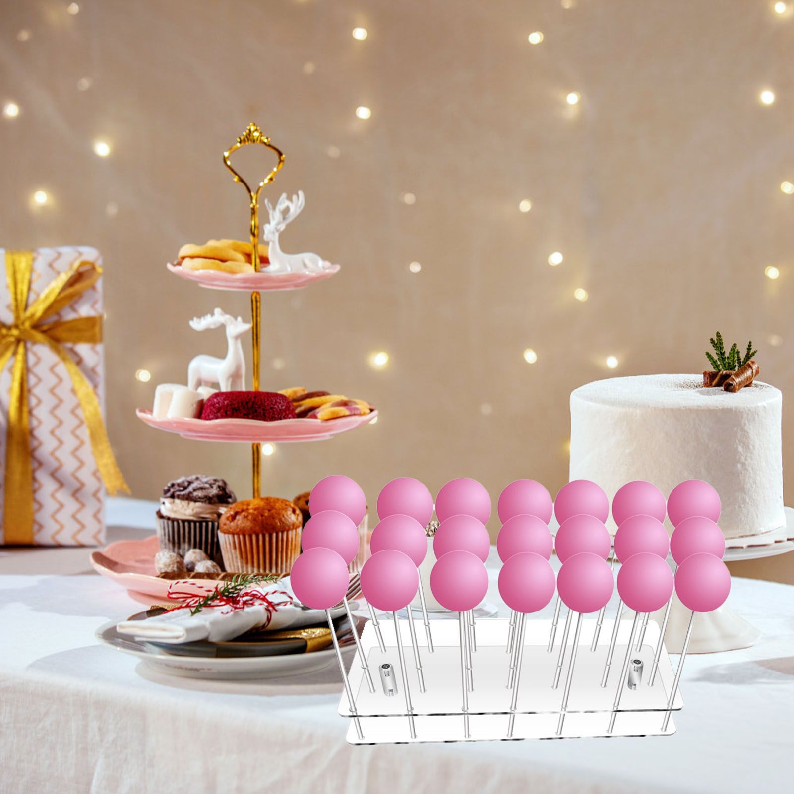Cake Pop Stand 21 Holes Clear Acrylic Lollipop Display Holder for Weddings view 12