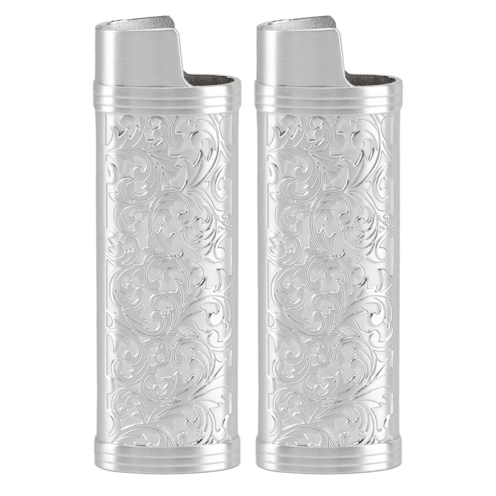 2PCS Lighter Case Cover Vintage Style Floral Stamped Zinc Alloy Shell for — image 1