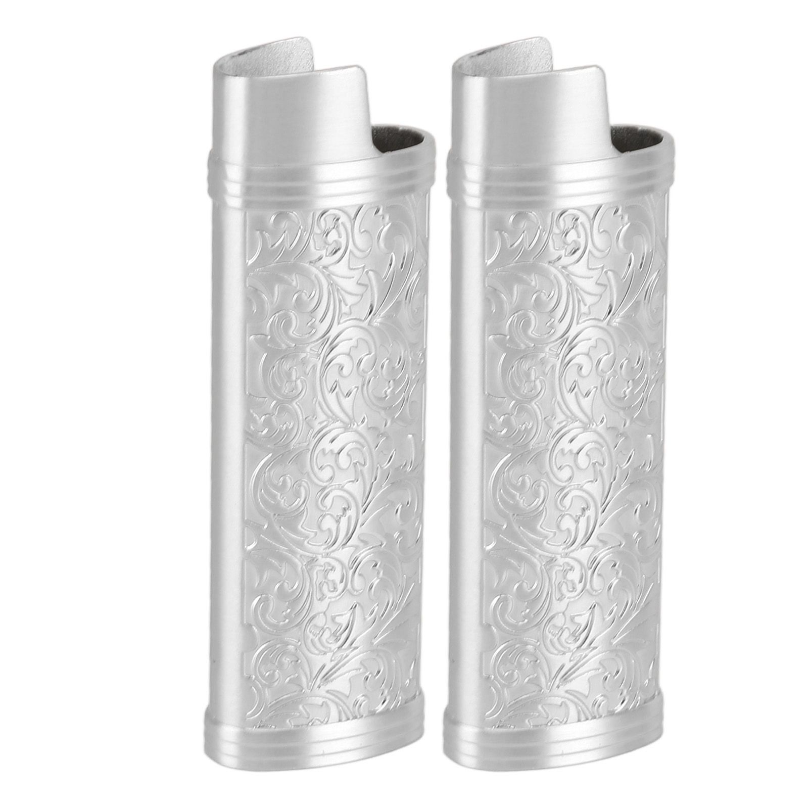 2PCS Lighter Case Cover Vintage Style Floral Stamped Zinc Alloy Shell for view 2