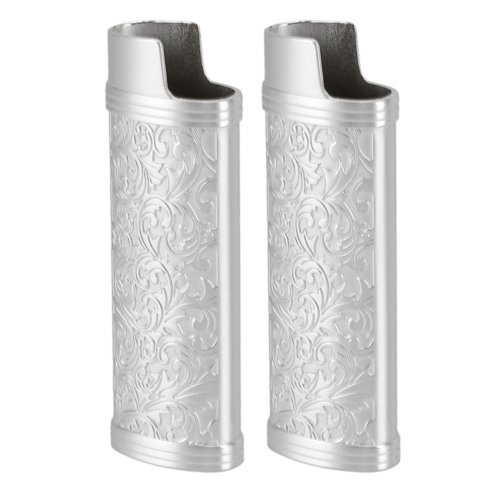 2PCS Lighter Case Cover Vintage Style Floral Stamped Zinc Alloy Shell for view 3