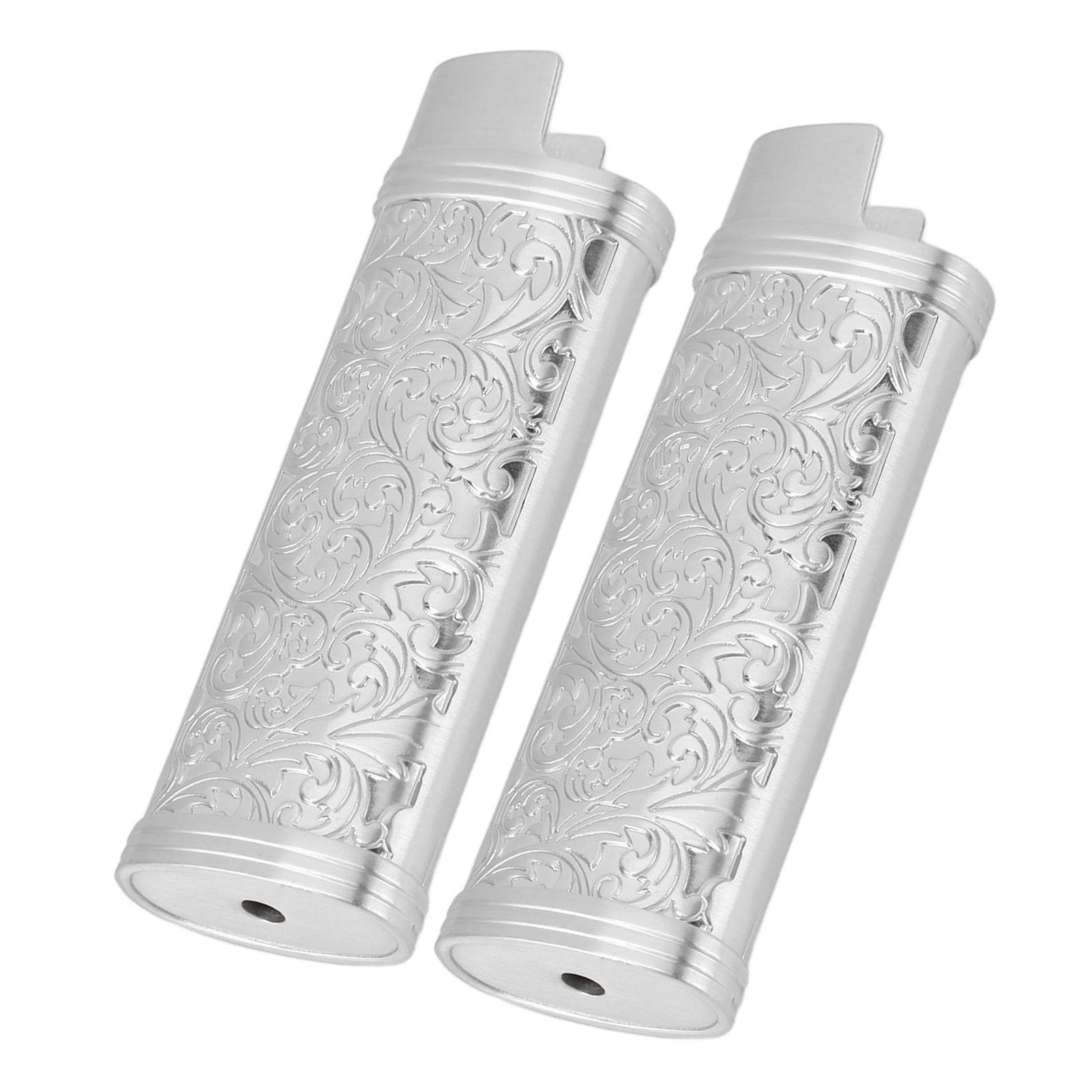 2PCS Lighter Case Cover Vintage Style Floral Stamped Zinc Alloy Shell for view 6