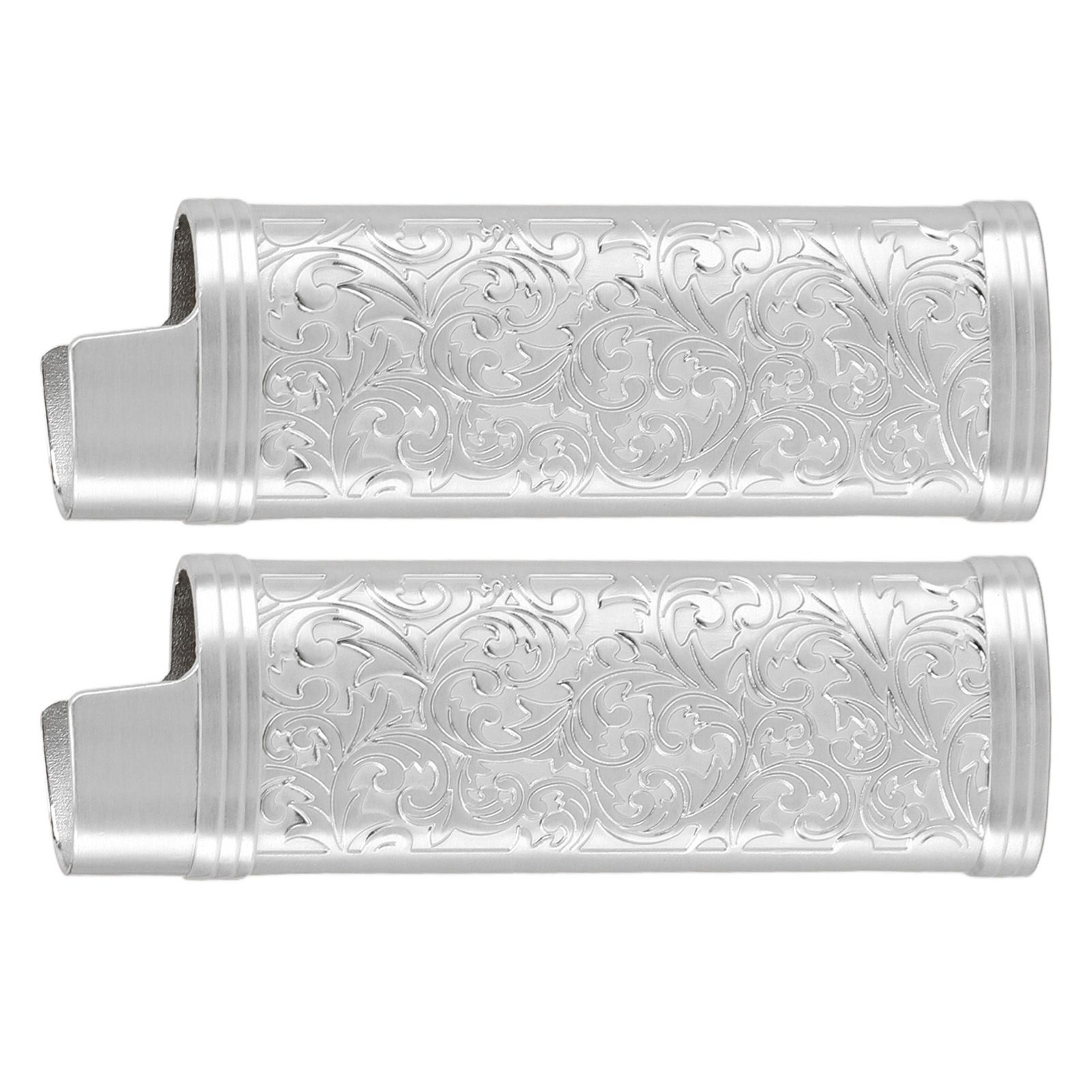 2PCS Lighter Case Cover Vintage Style Floral Stamped Zinc Alloy Shell for view 9