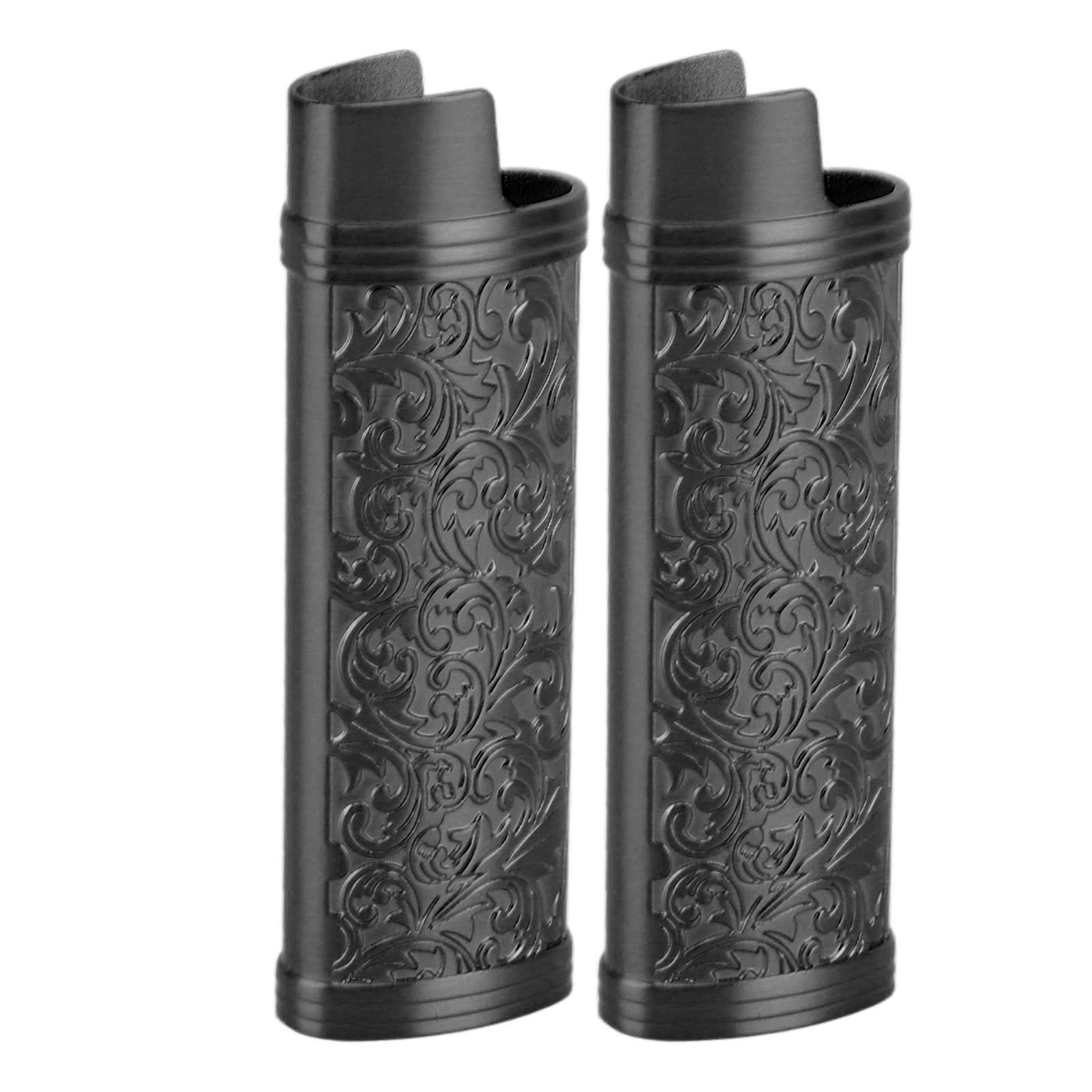 2PCS Lighter Case Cover Vintage Style Floral Stamped Zinc Alloy Shell for view 2