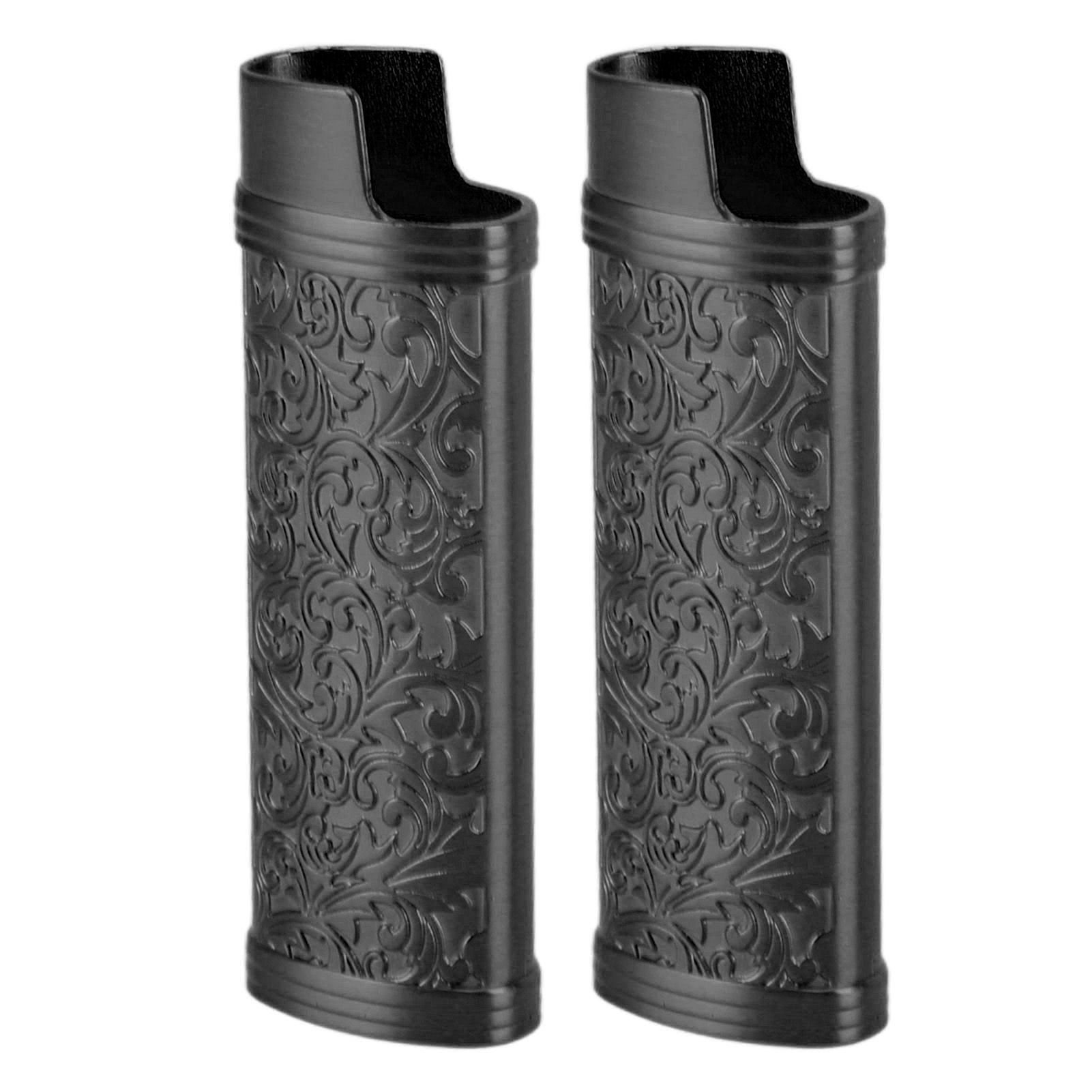 2PCS Lighter Case Cover Vintage Style Floral Stamped Zinc Alloy Shell for view 3