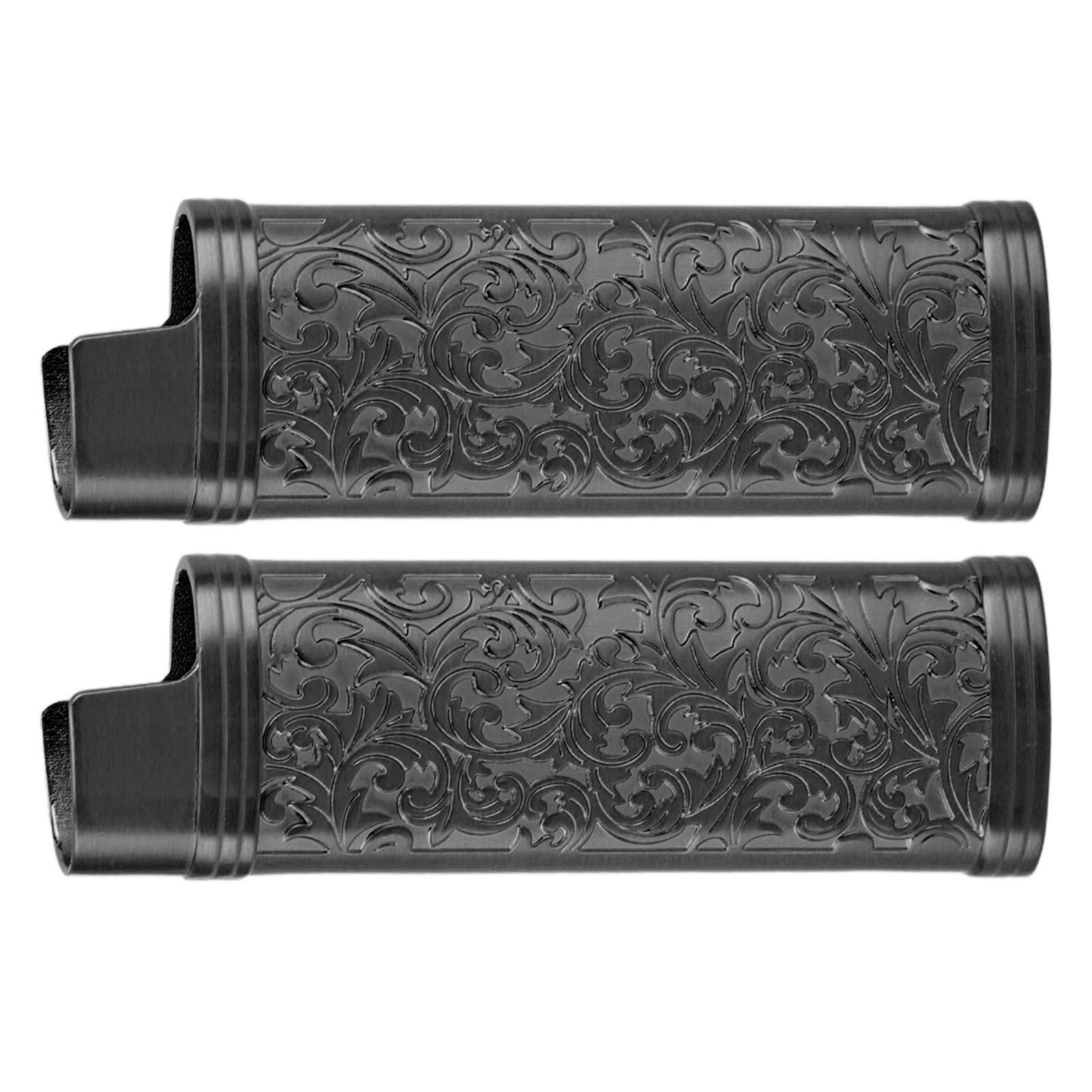 2PCS Lighter Case Cover Vintage Style Floral Stamped Zinc Alloy Shell for view 9