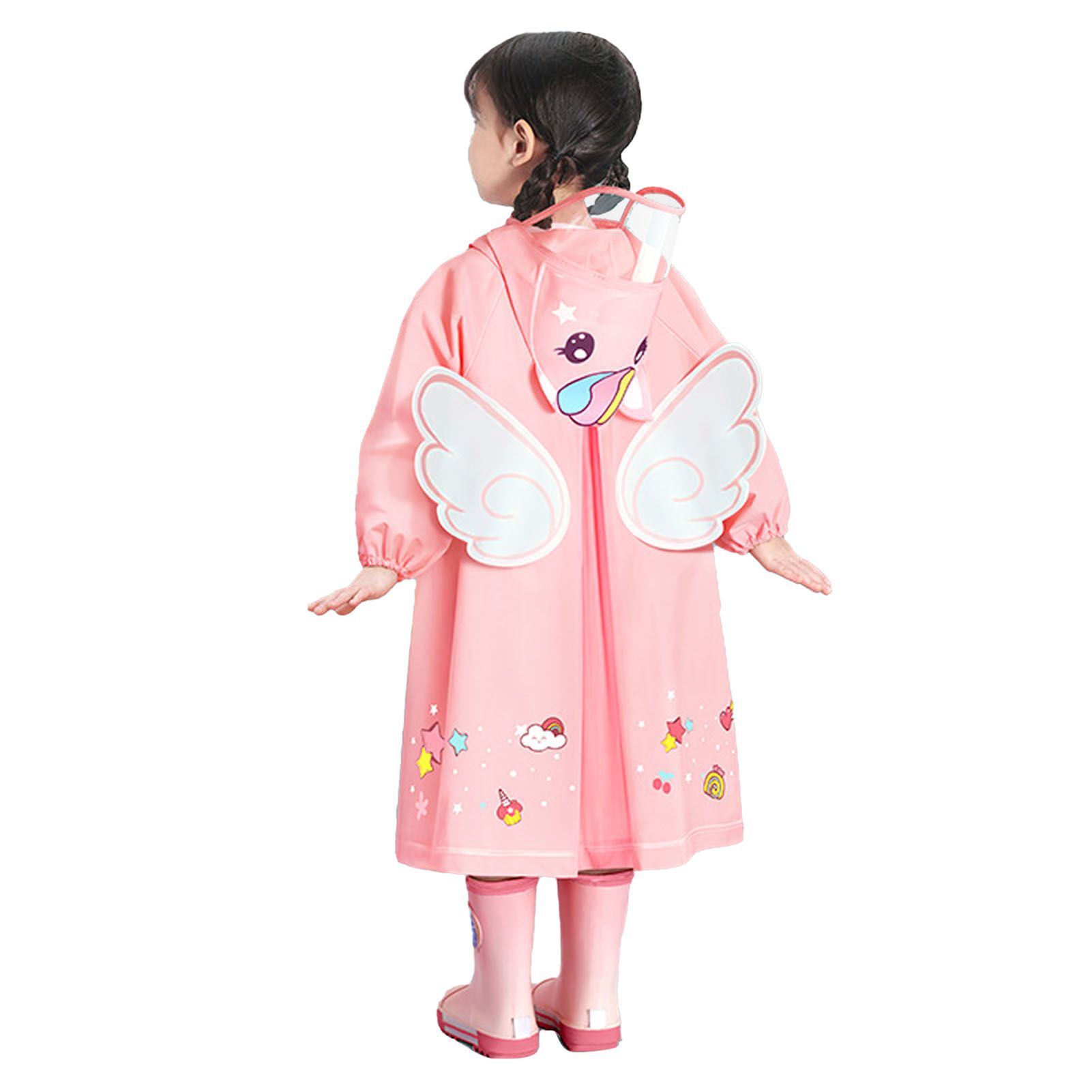 Kids Raincoat Waterproof Cute Pattern Lightweight Portable Children Hooded view 2