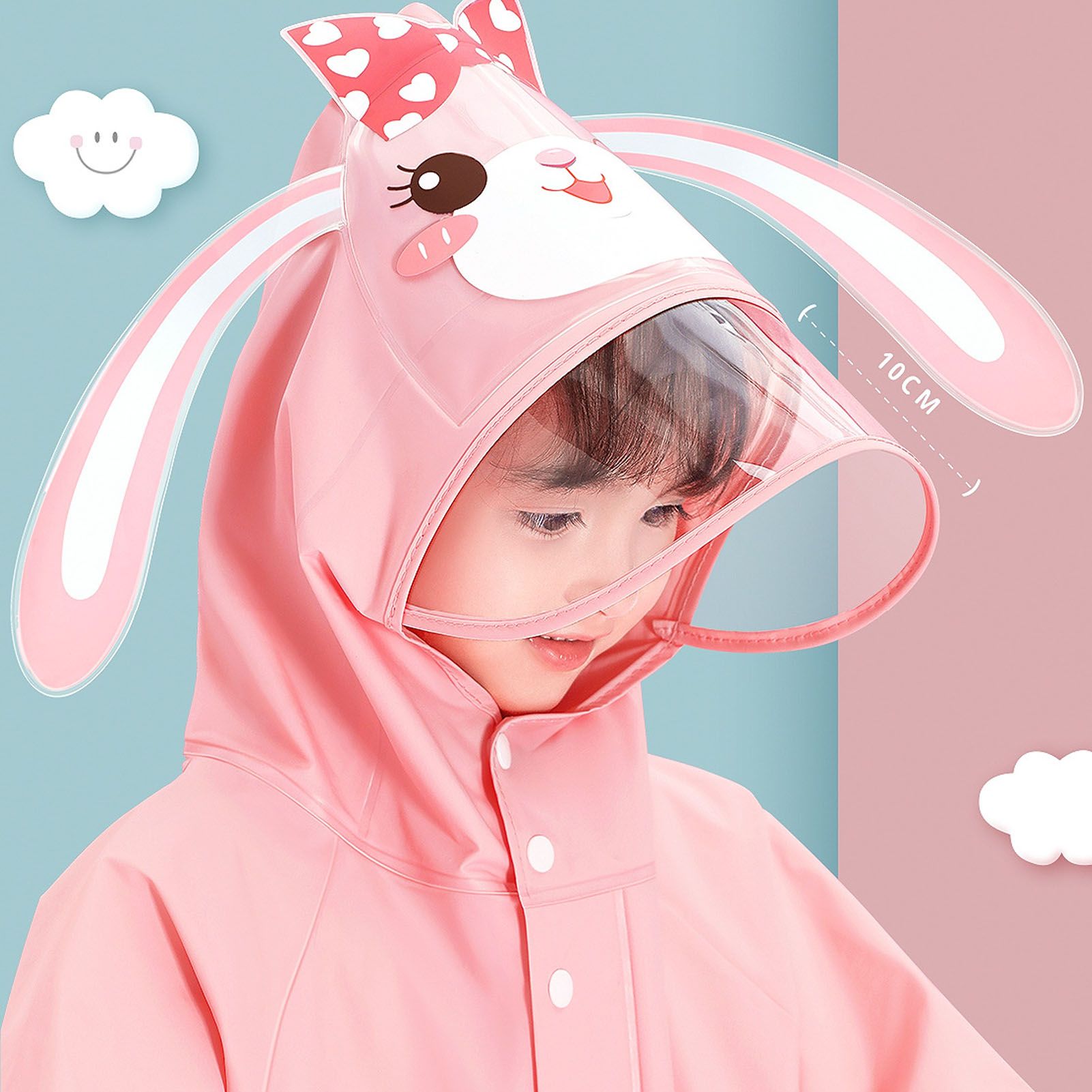 Kids Raincoat Waterproof Cute Pattern Lightweight Portable Children Hooded view 12